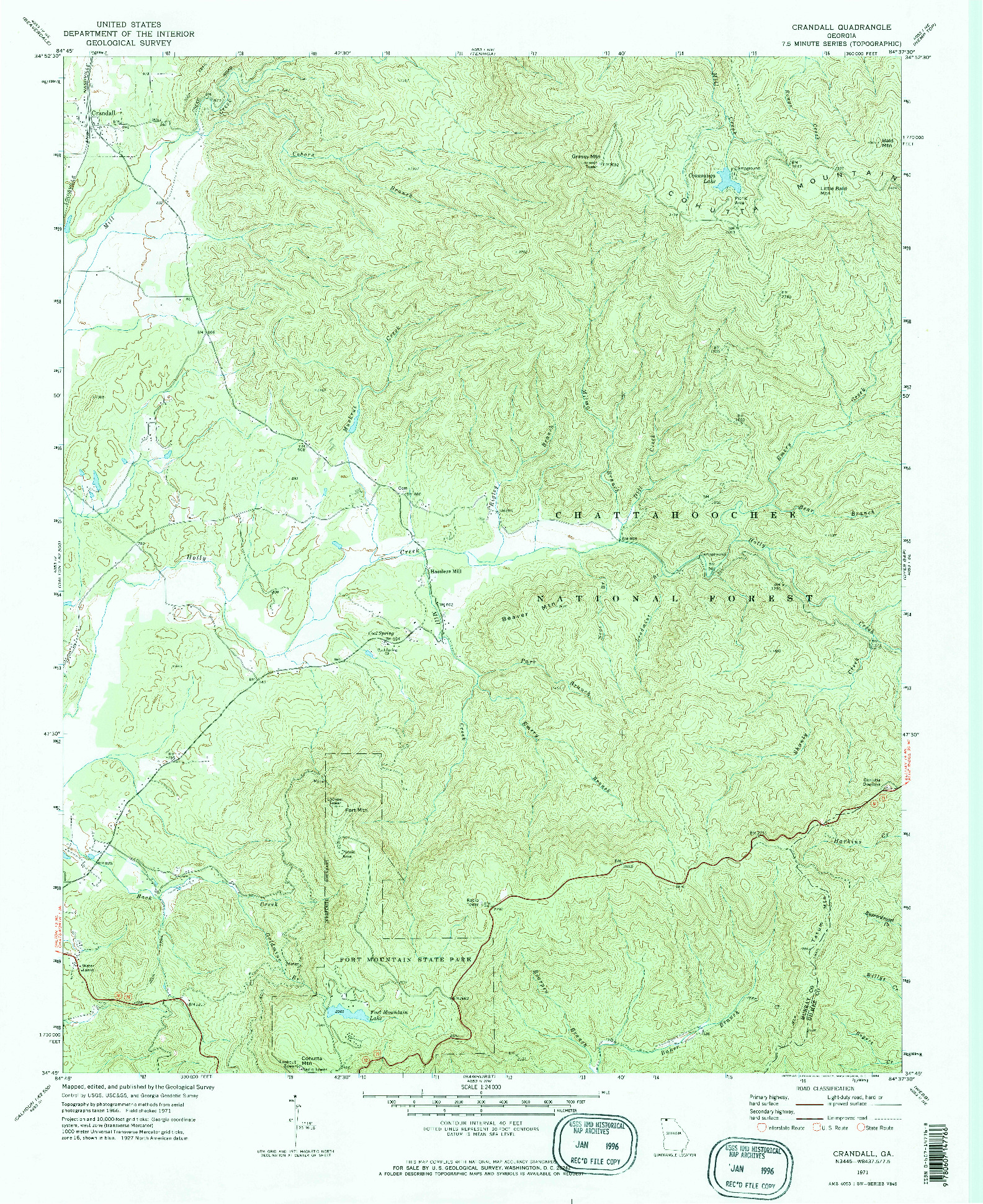 USGS 1:24000-SCALE QUADRANGLE FOR CRANDALL, GA 1971