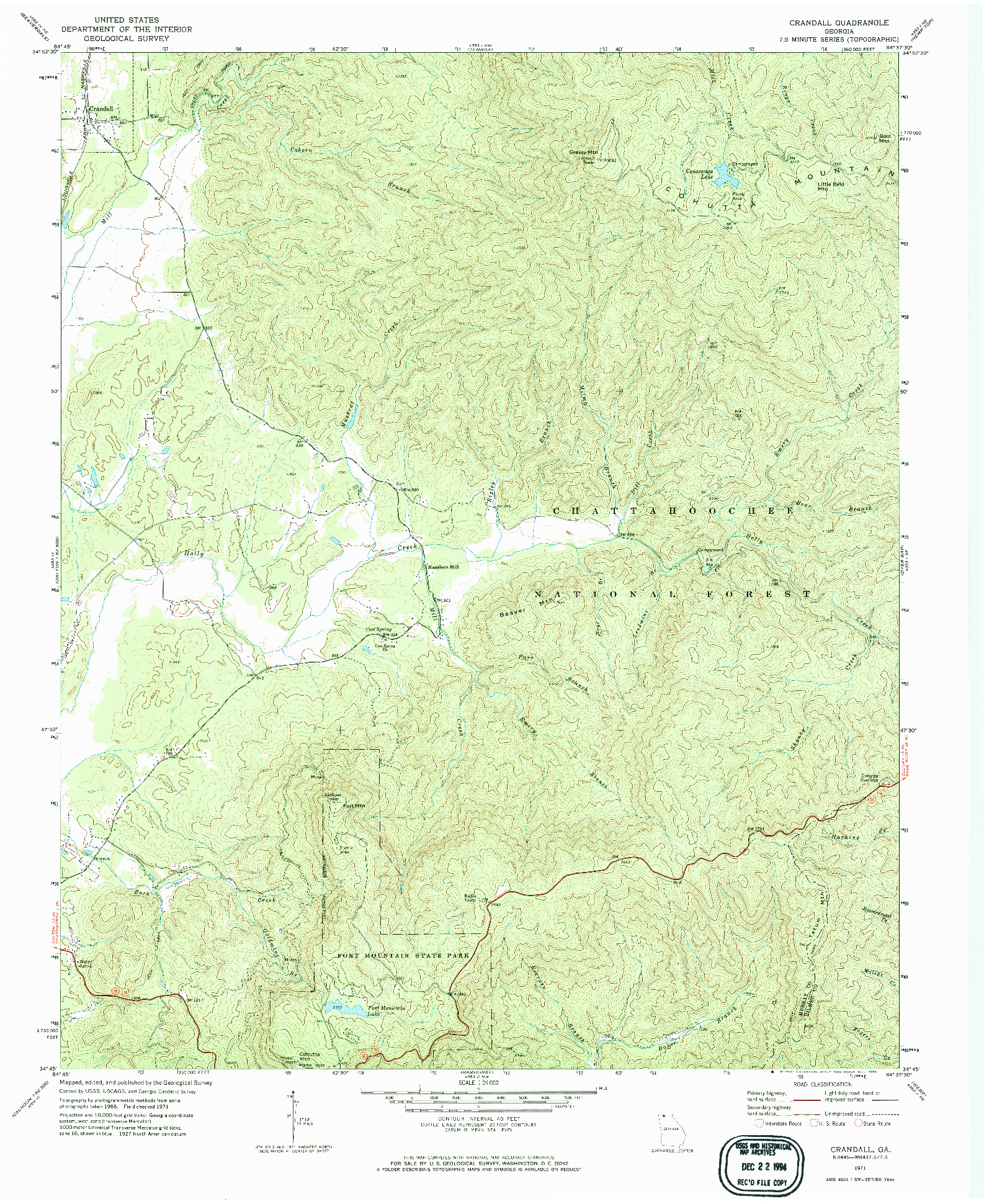 USGS 1:24000-SCALE QUADRANGLE FOR CRANDALL, GA 1971