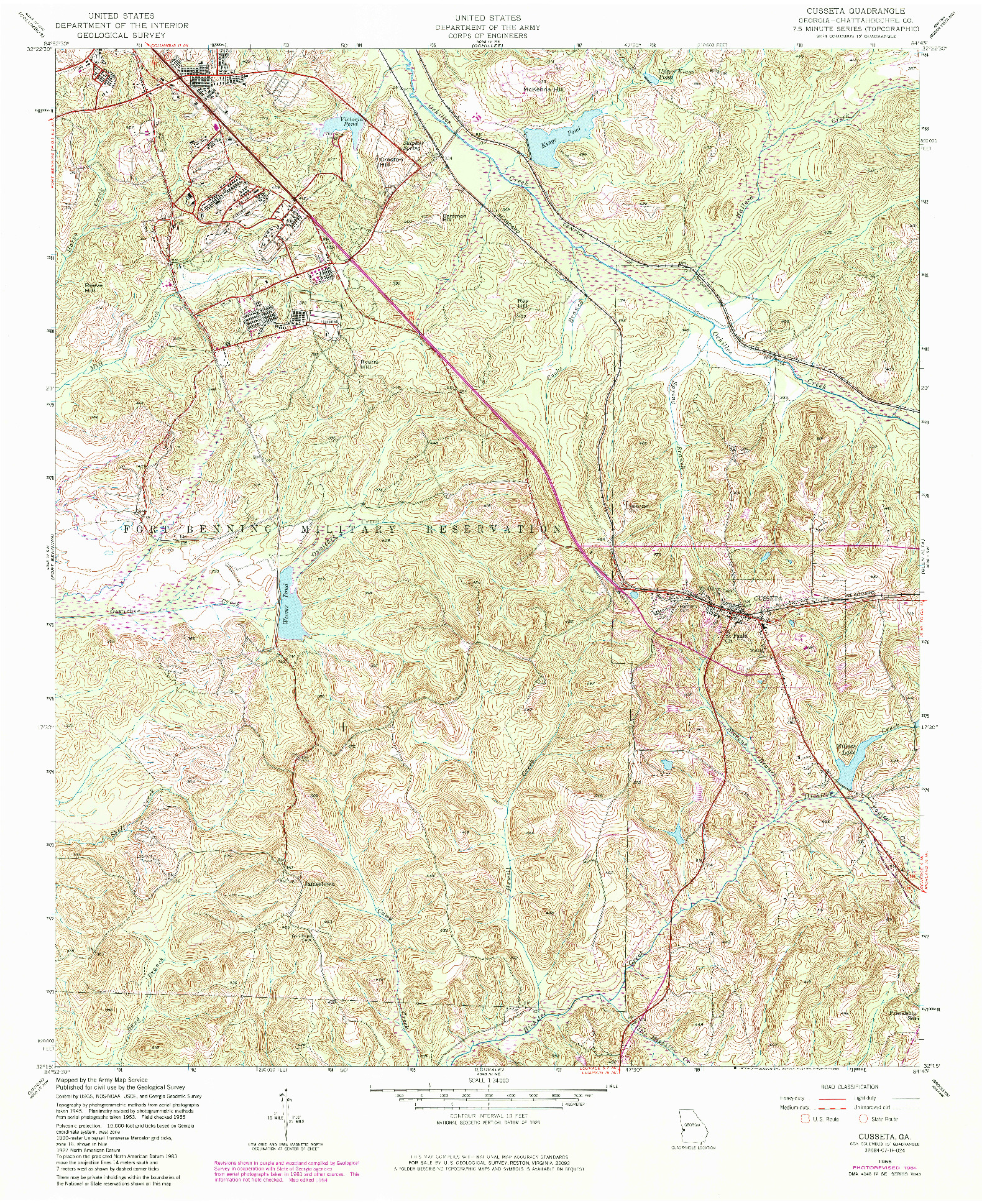 USGS 1:24000-SCALE QUADRANGLE FOR CUSSETA, GA 1955