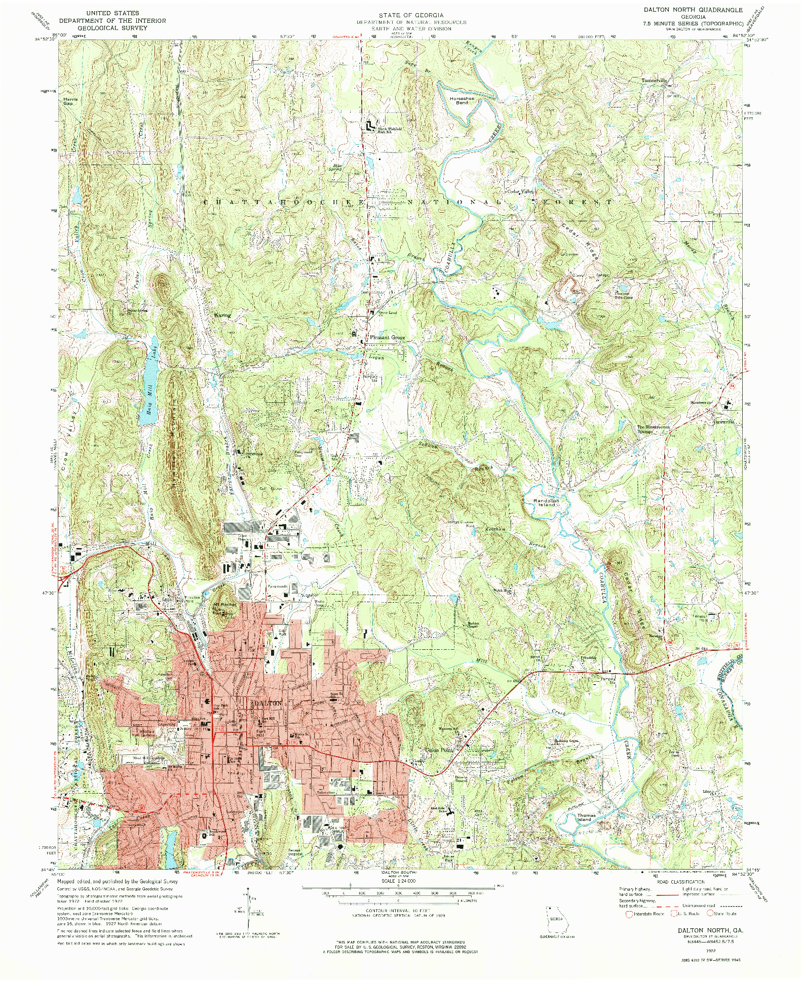 USGS 1:24000-SCALE QUADRANGLE FOR DALTON NORTH, GA 1972