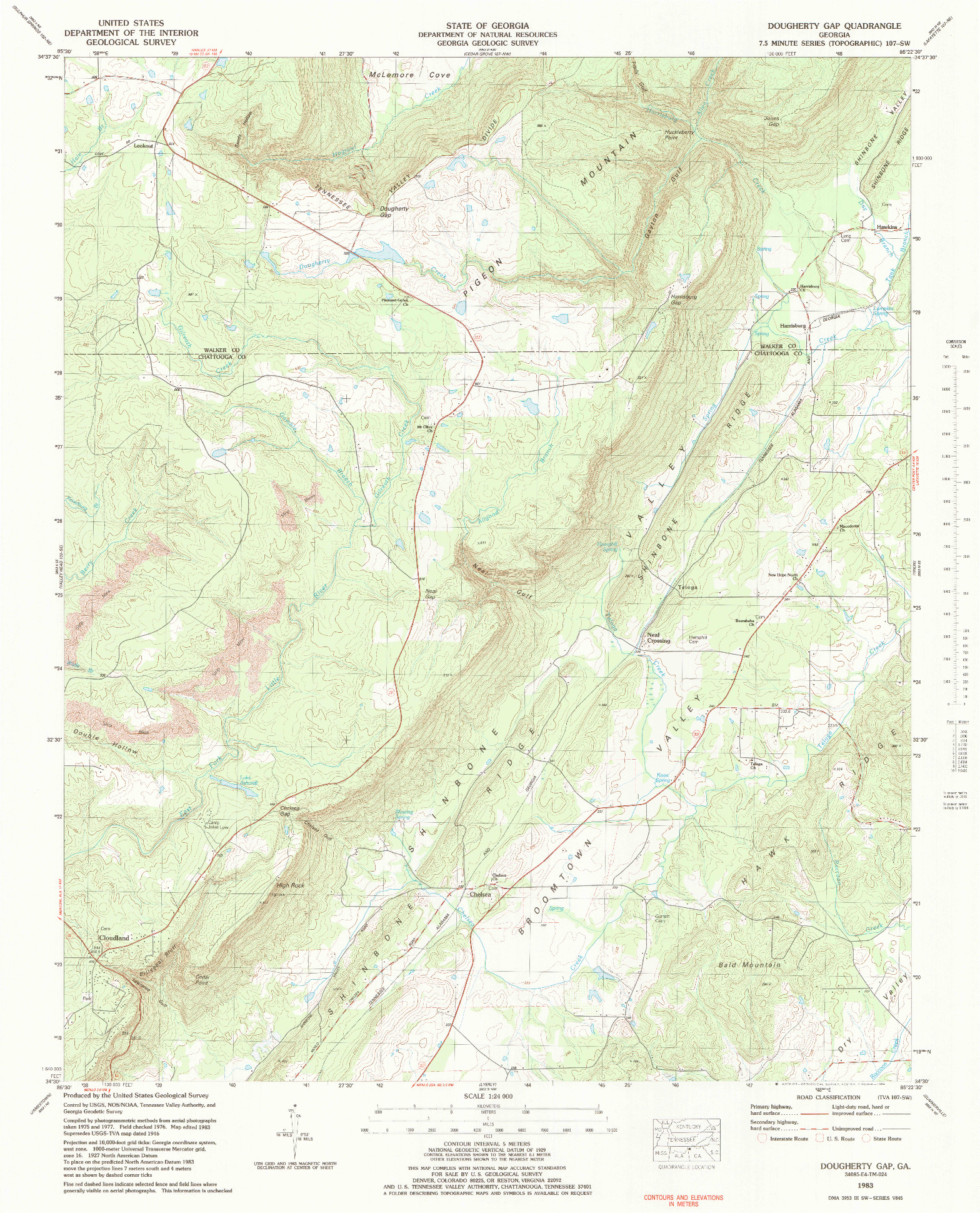 USGS 1:24000-SCALE QUADRANGLE FOR DOUGHERTY GAP, GA 1983