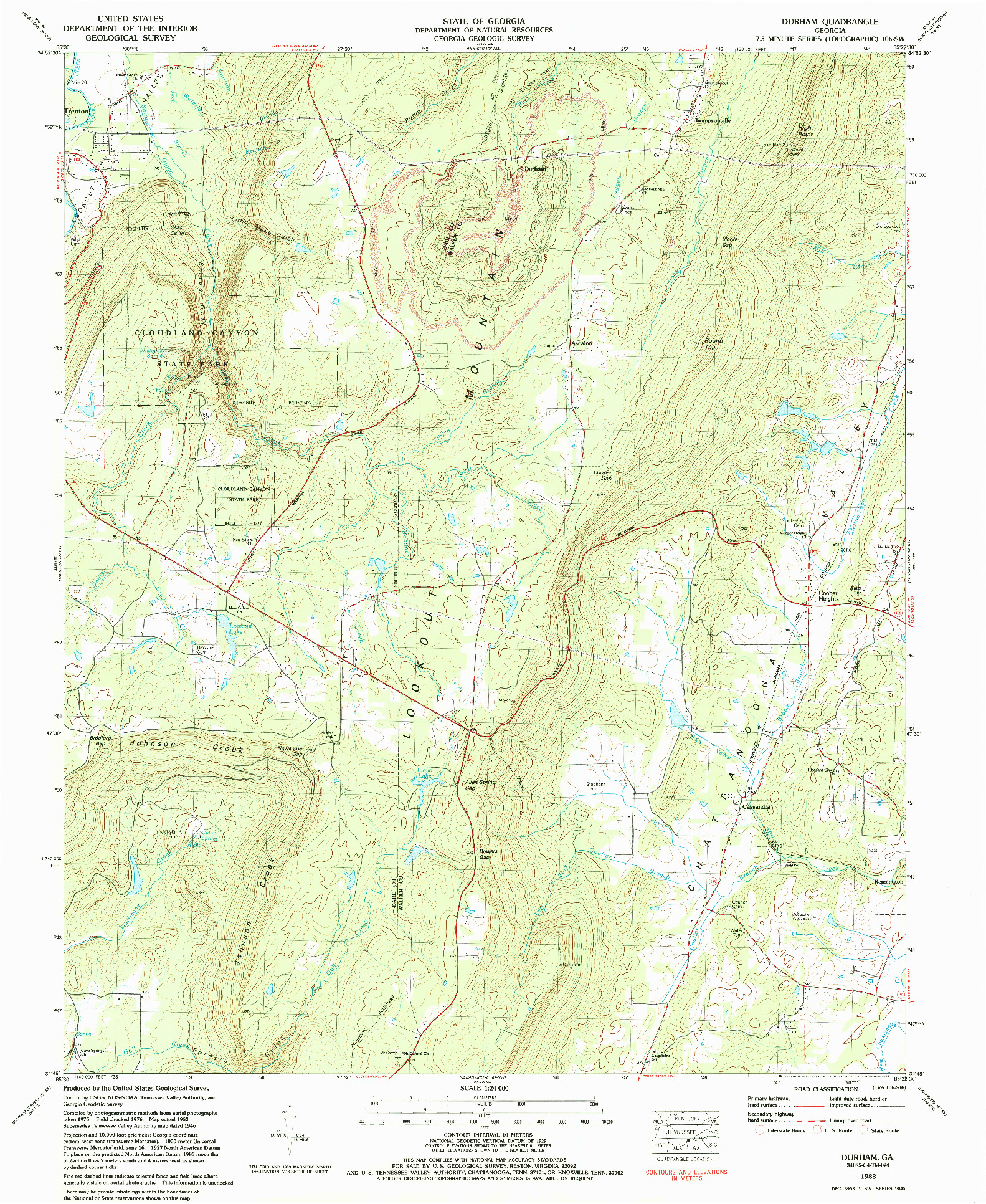 USGS 1:24000-SCALE QUADRANGLE FOR DURHAM, GA 1983