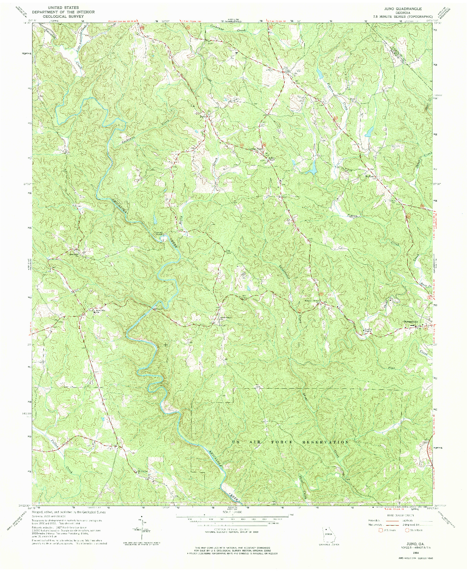 USGS 1:24000-SCALE QUADRANGLE FOR JUNO, GA 1964
