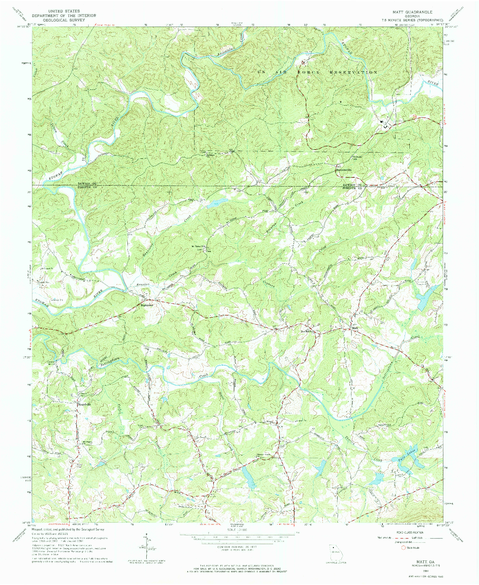 USGS 1:24000-SCALE QUADRANGLE FOR MATT, GA 1964