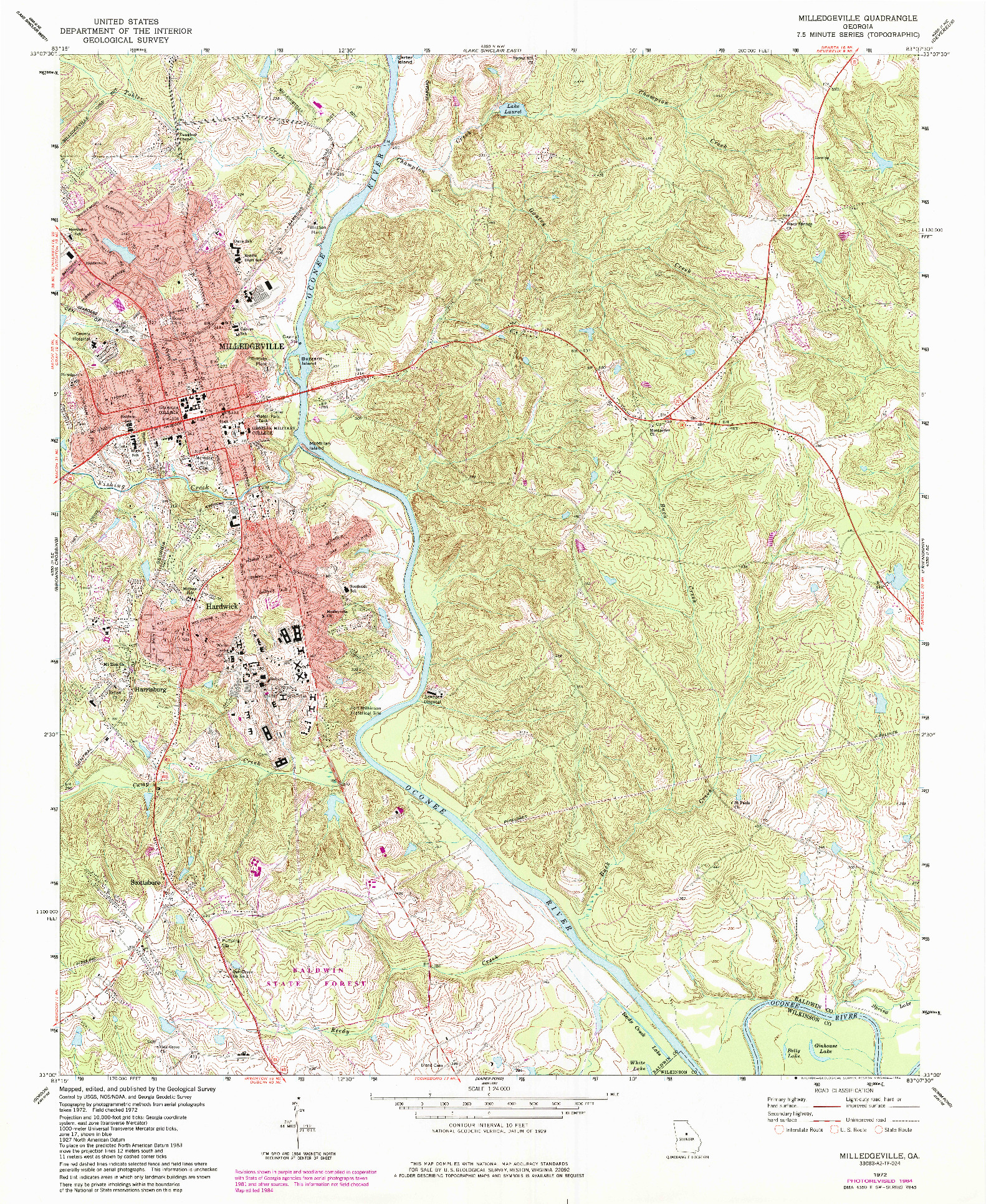 USGS 1:24000-SCALE QUADRANGLE FOR MILLEDGEVILLE, GA 1972