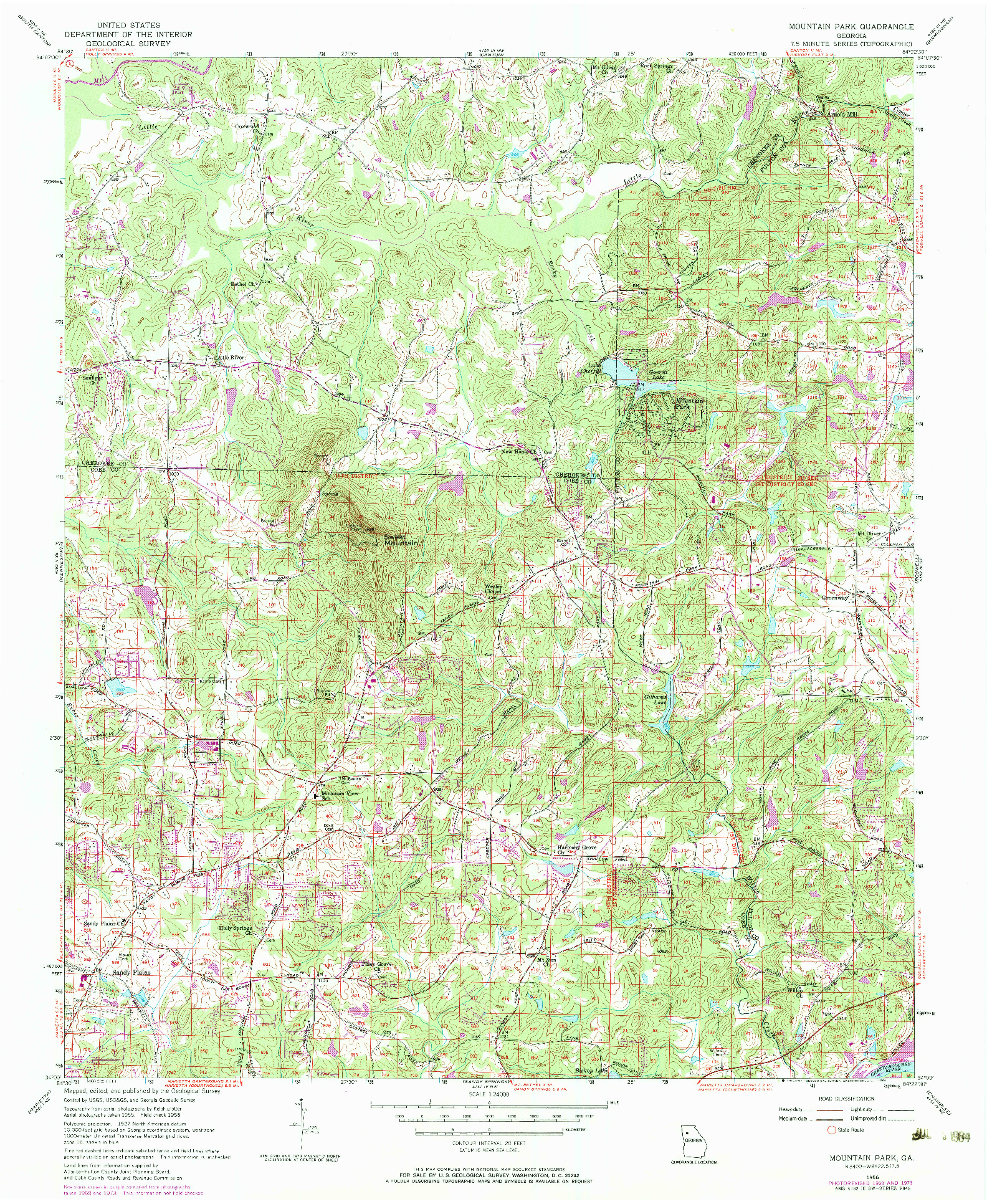 USGS 1:24000-SCALE QUADRANGLE FOR MOUNTAIN PARK, GA 1956