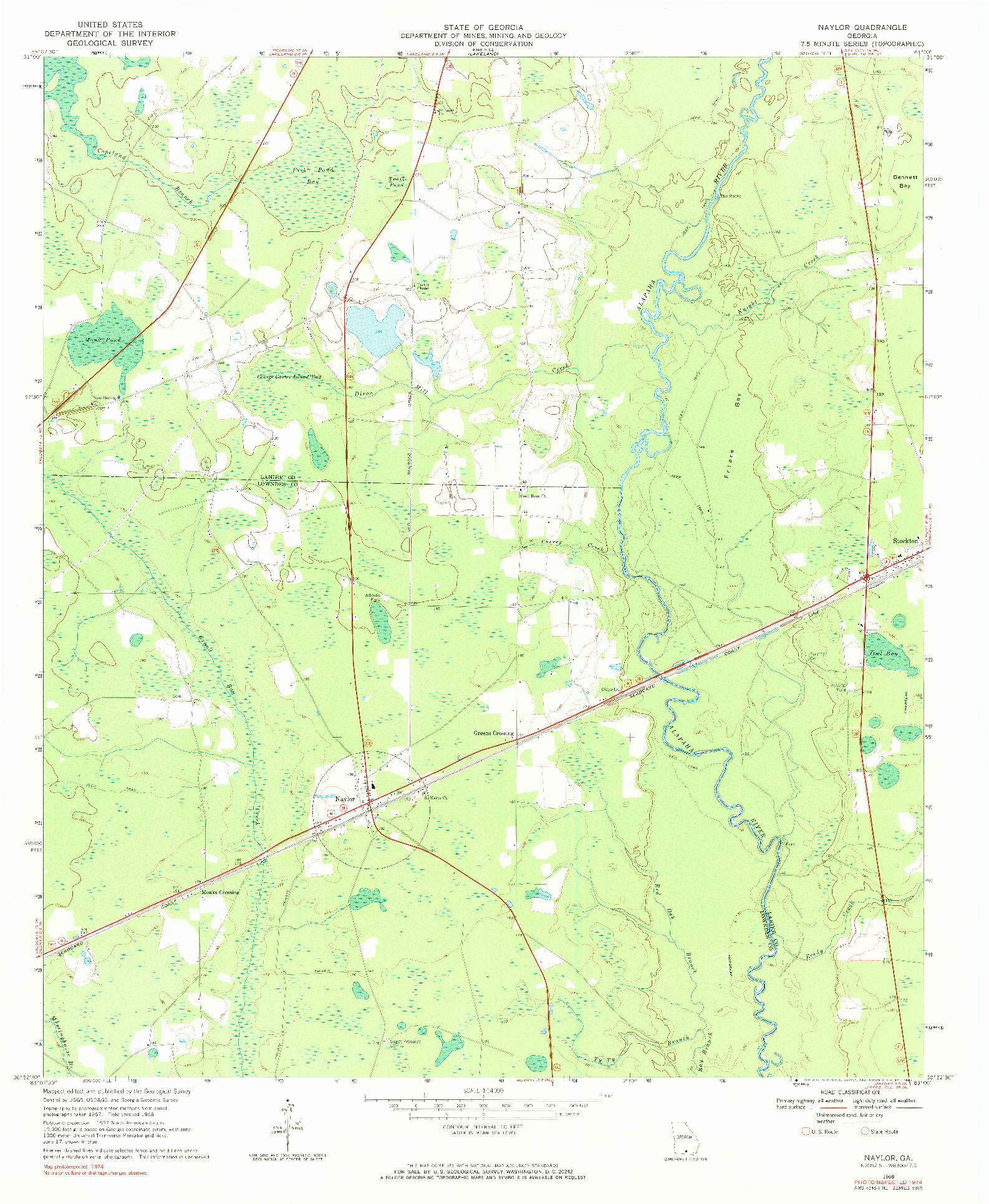 USGS 1:24000-SCALE QUADRANGLE FOR NAYLOR, GA 1968