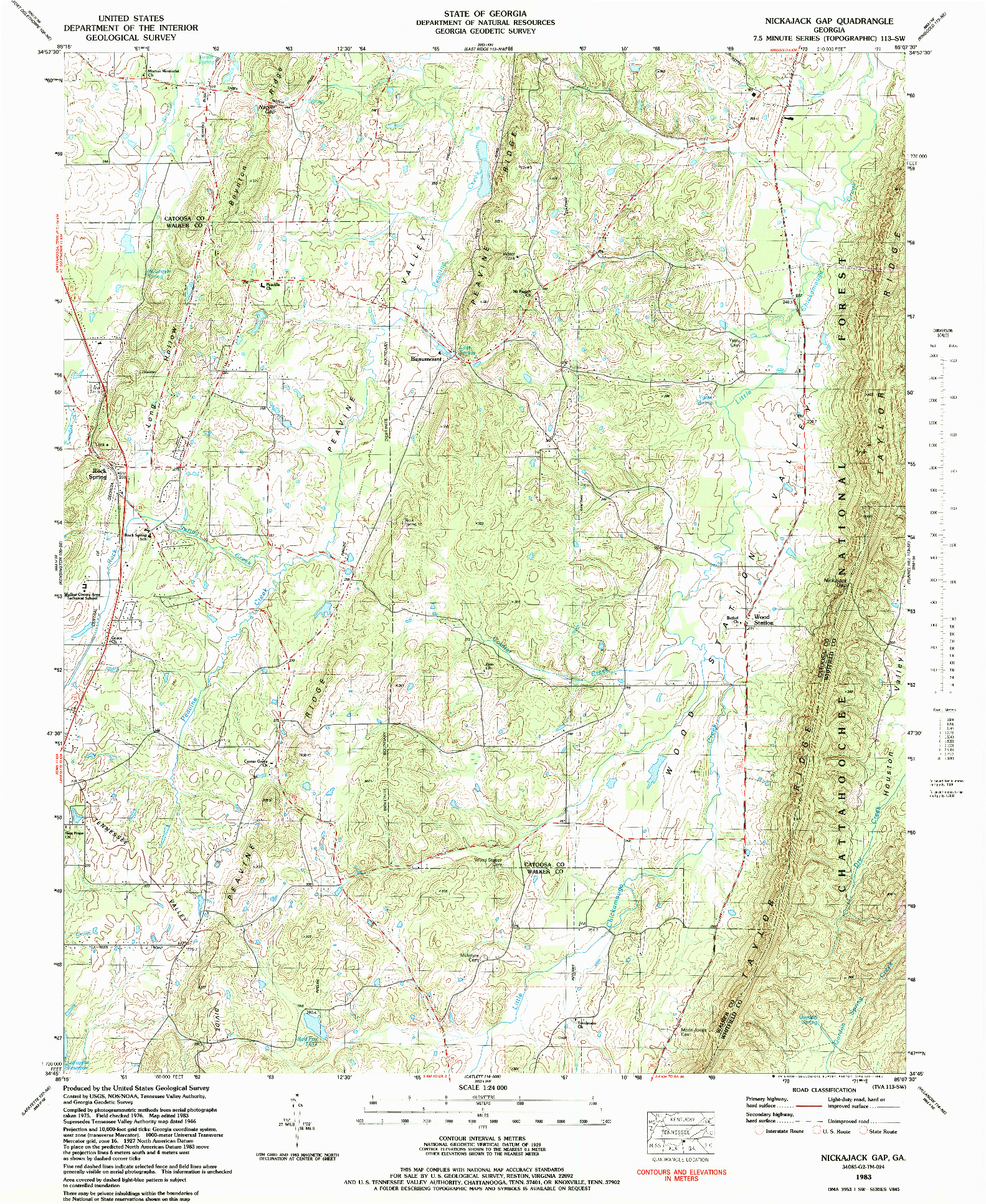 USGS 1:24000-SCALE QUADRANGLE FOR NICKAJACK GAP, GA 1983