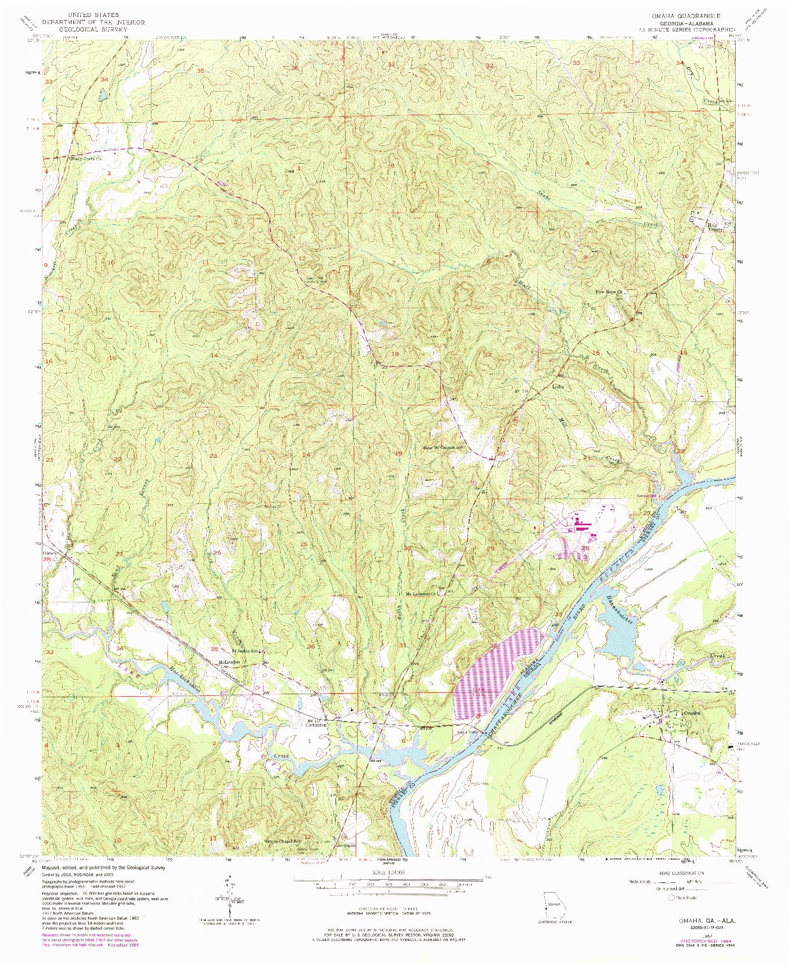 USGS 1:24000-SCALE QUADRANGLE FOR OMAHA, GA 1957
