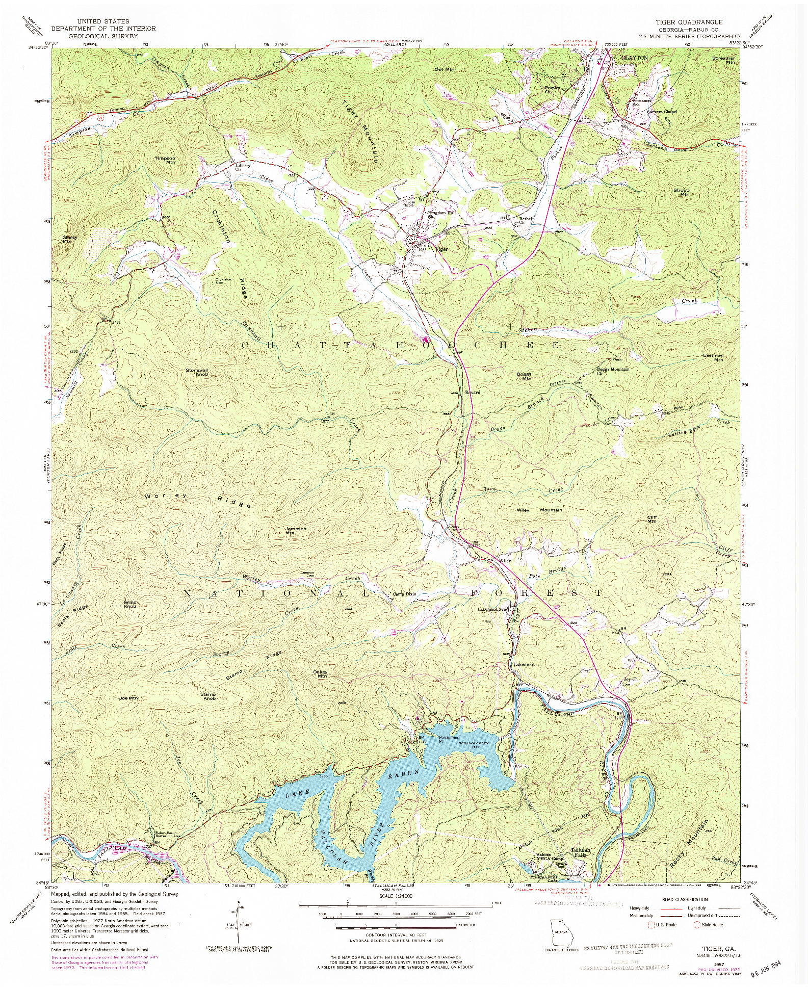 USGS 1:24000-SCALE QUADRANGLE FOR TIGER, GA 1957