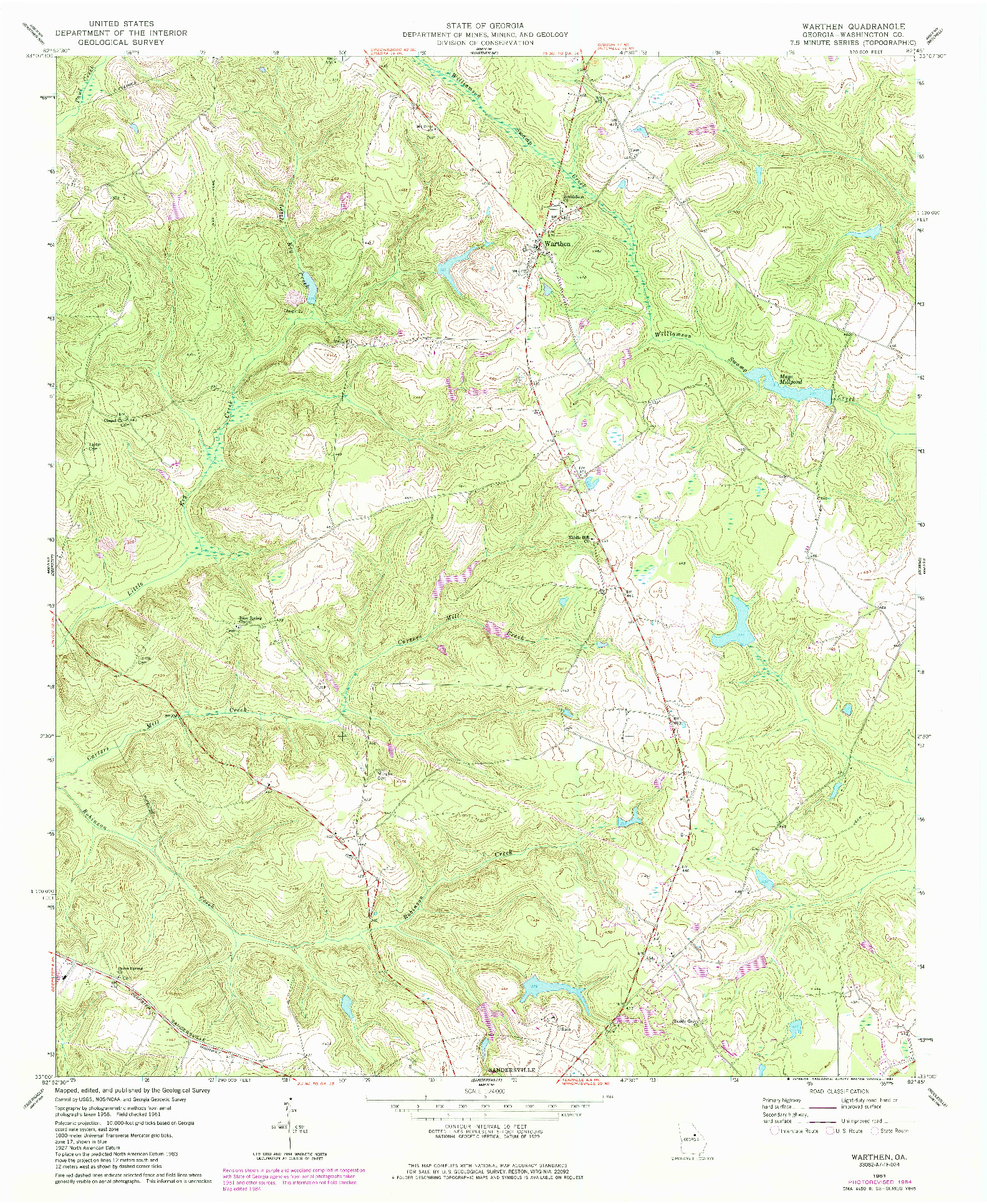 USGS 1:24000-SCALE QUADRANGLE FOR WARTHEN, GA 1961