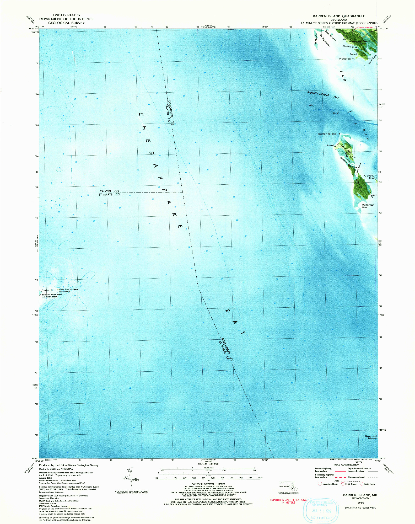 USGS 1:24000-SCALE QUADRANGLE FOR BARREN ISLAND, MD 1984