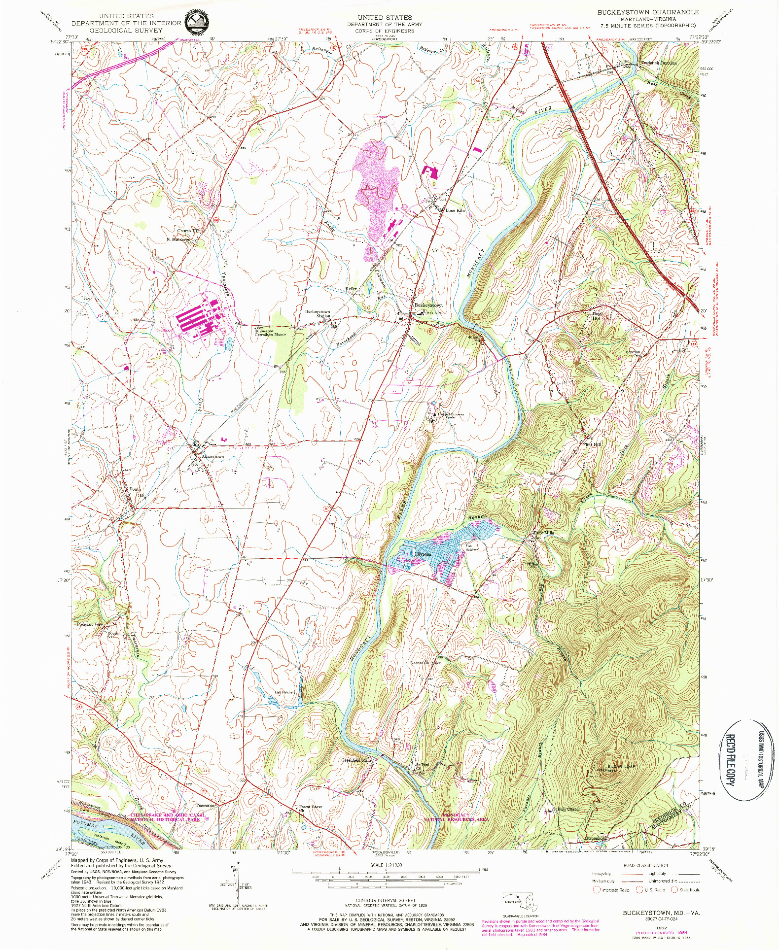 USGS 1:24000-SCALE QUADRANGLE FOR BUCKEYSTOWN, MD 1952