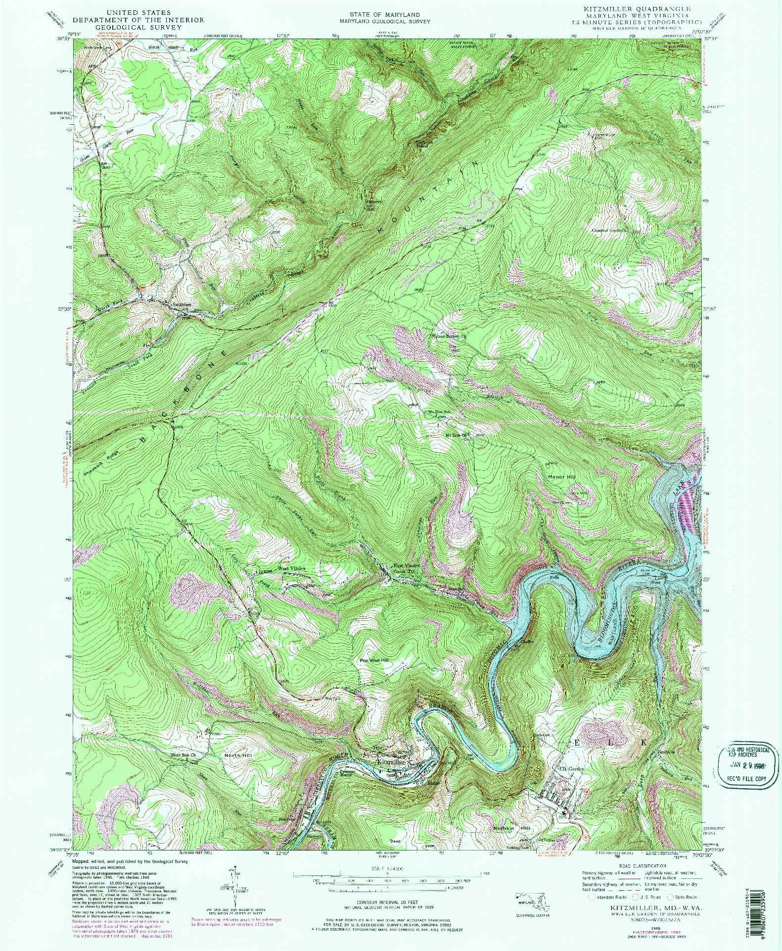 USGS 1:24000-SCALE QUADRANGLE FOR KITZMILLER, MD 1948