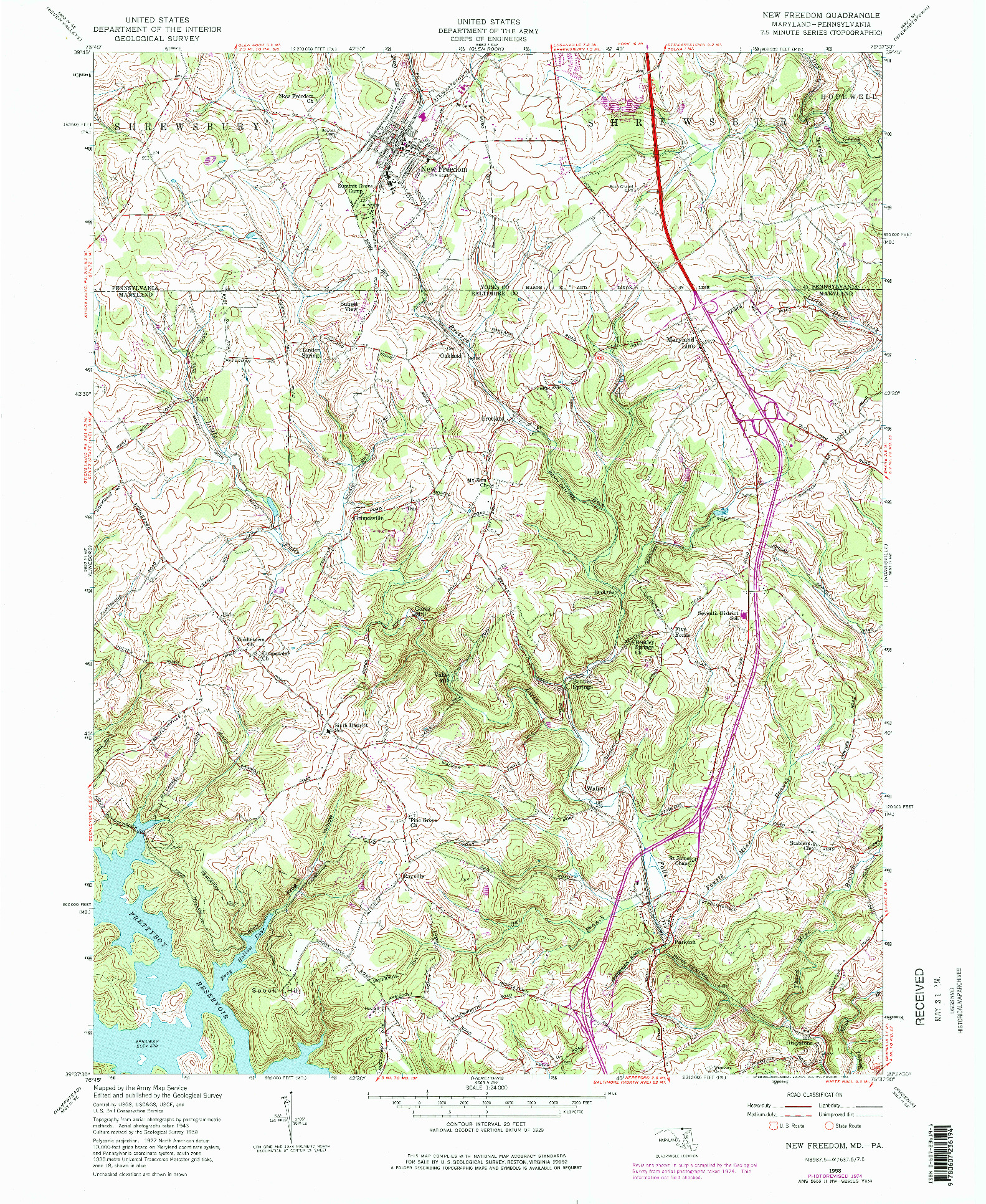 USGS 1:24000-SCALE QUADRANGLE FOR NEW FREEDOM, MD 1958