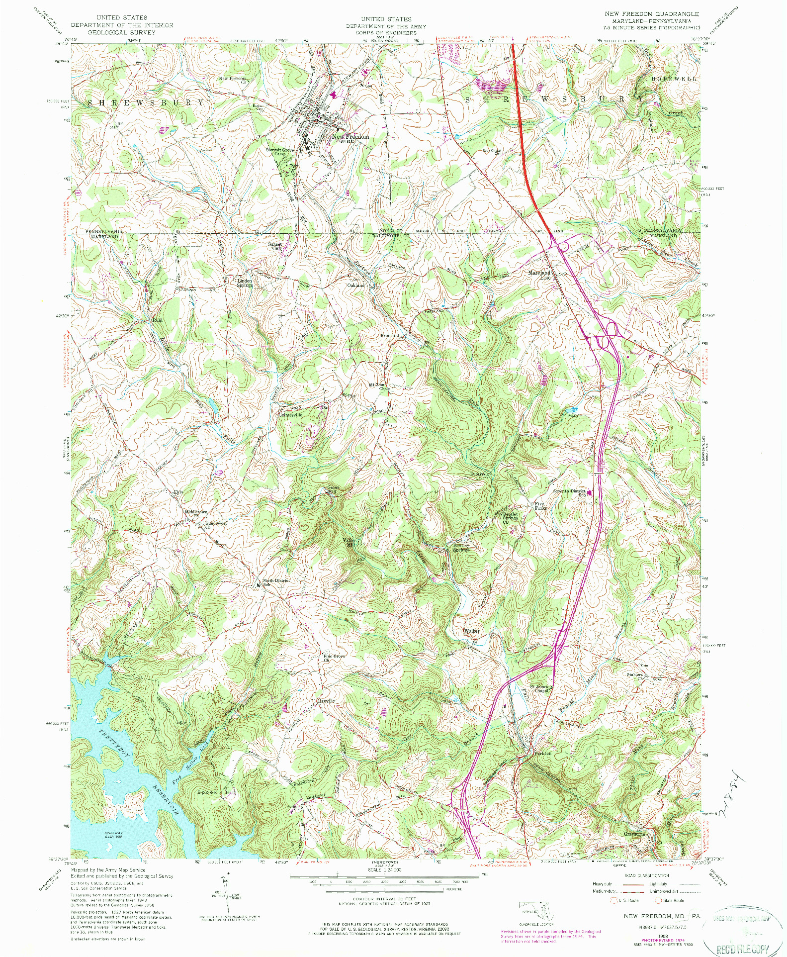 USGS 1:24000-SCALE QUADRANGLE FOR NEW FREEDOM, MD 1958