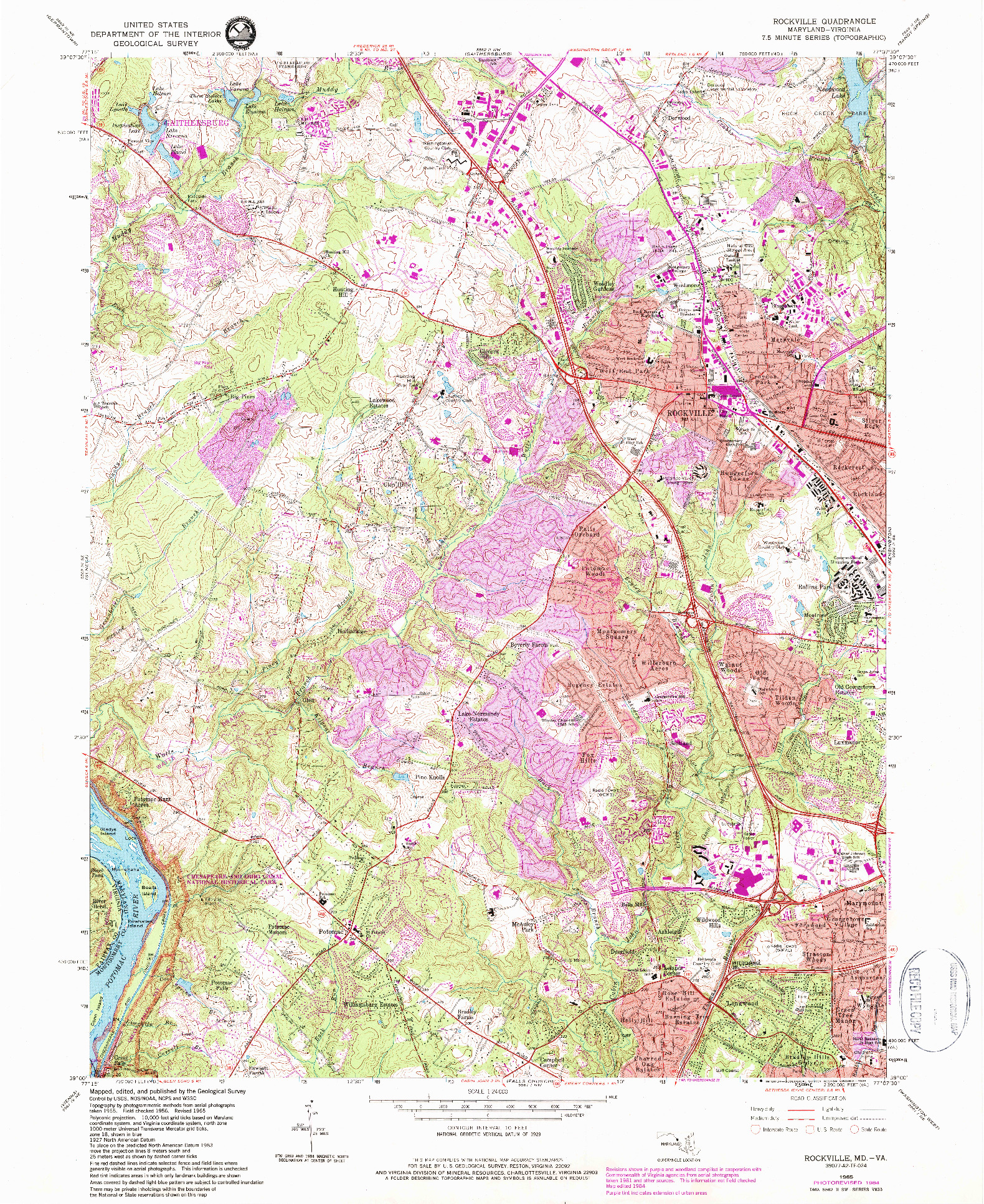 USGS 1:24000-SCALE QUADRANGLE FOR ROCKVILLE, MD 1965