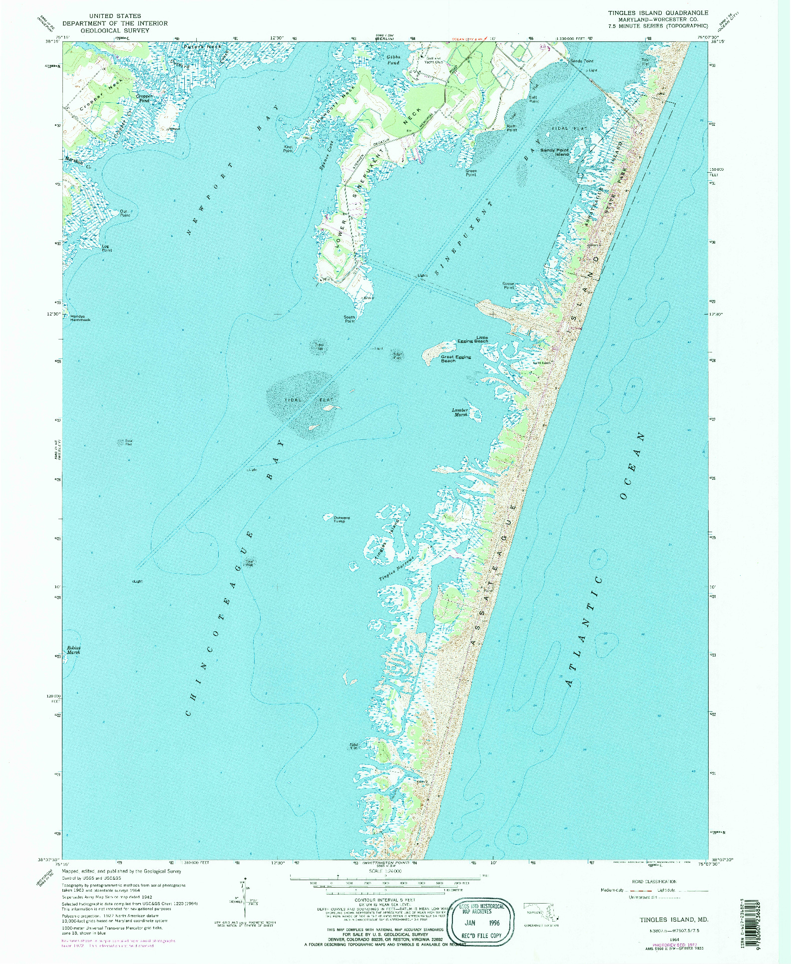 USGS 1:24000-SCALE QUADRANGLE FOR TINGLES ISLAND, MD 1964