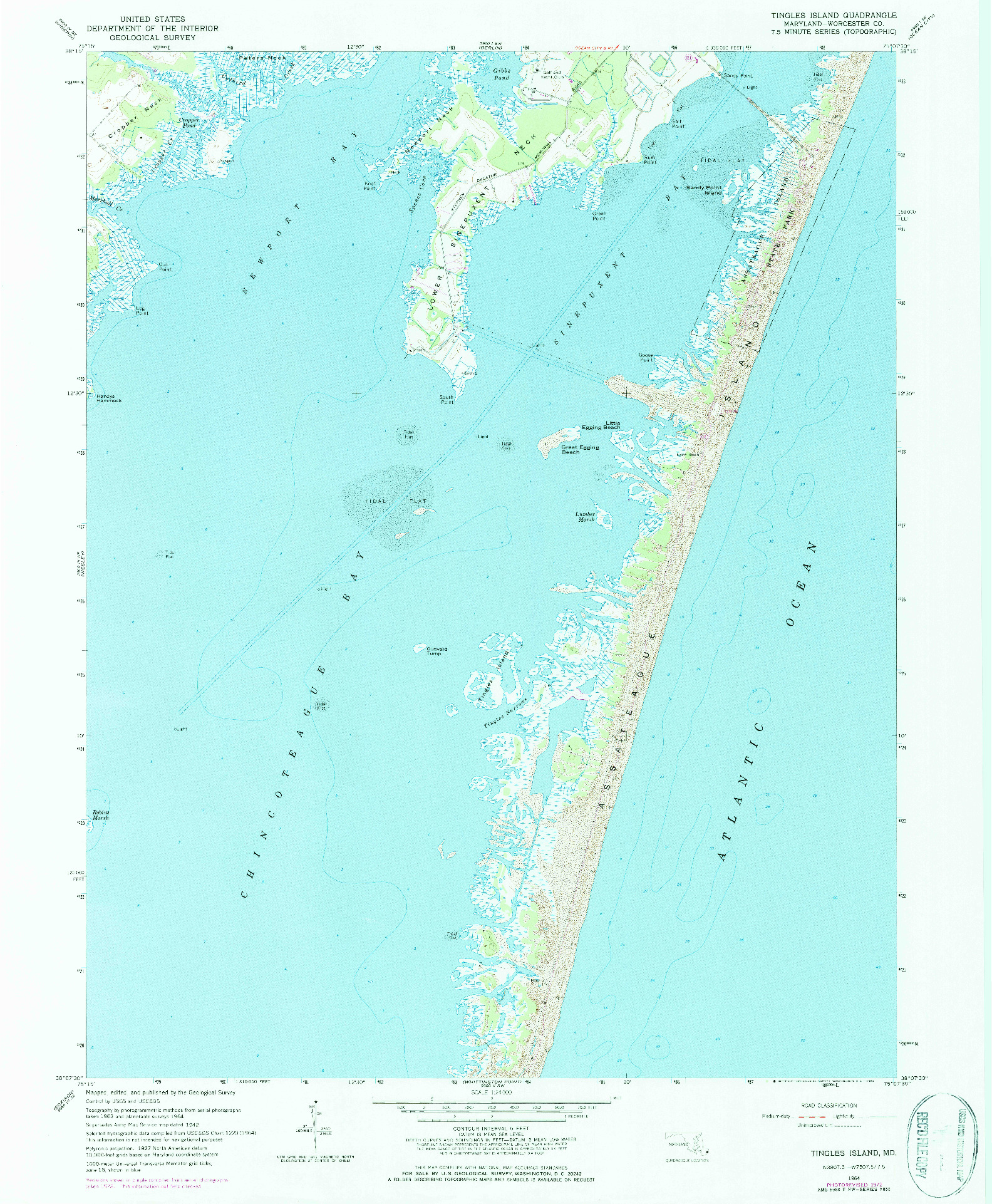 USGS 1:24000-SCALE QUADRANGLE FOR TINGLES ISLAND, MD 1964