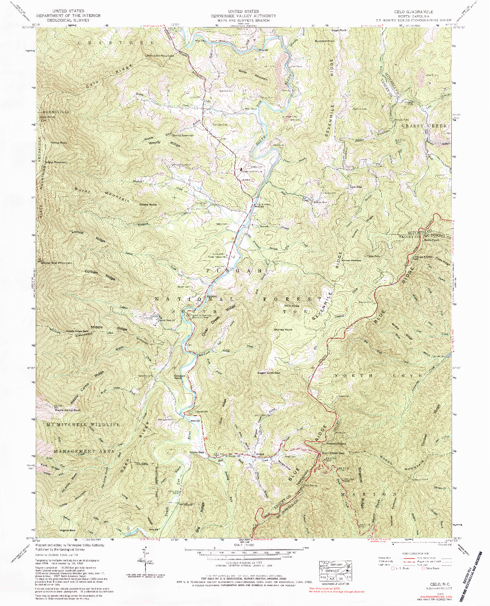 USGS 1:24000-SCALE QUADRANGLE FOR CELO, NC 1960