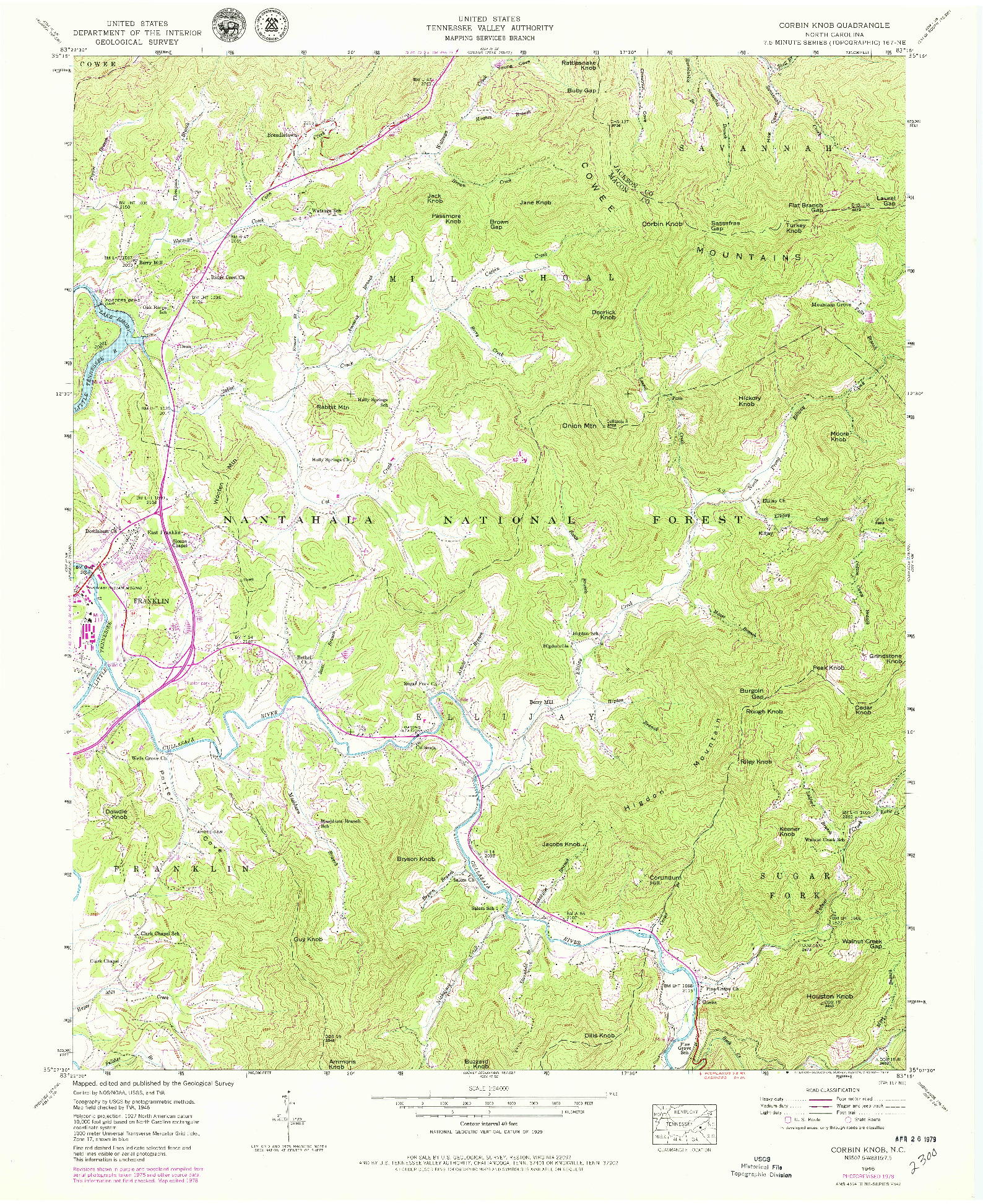 USGS 1:24000-SCALE QUADRANGLE FOR CORBIN KNOB, NC 1946