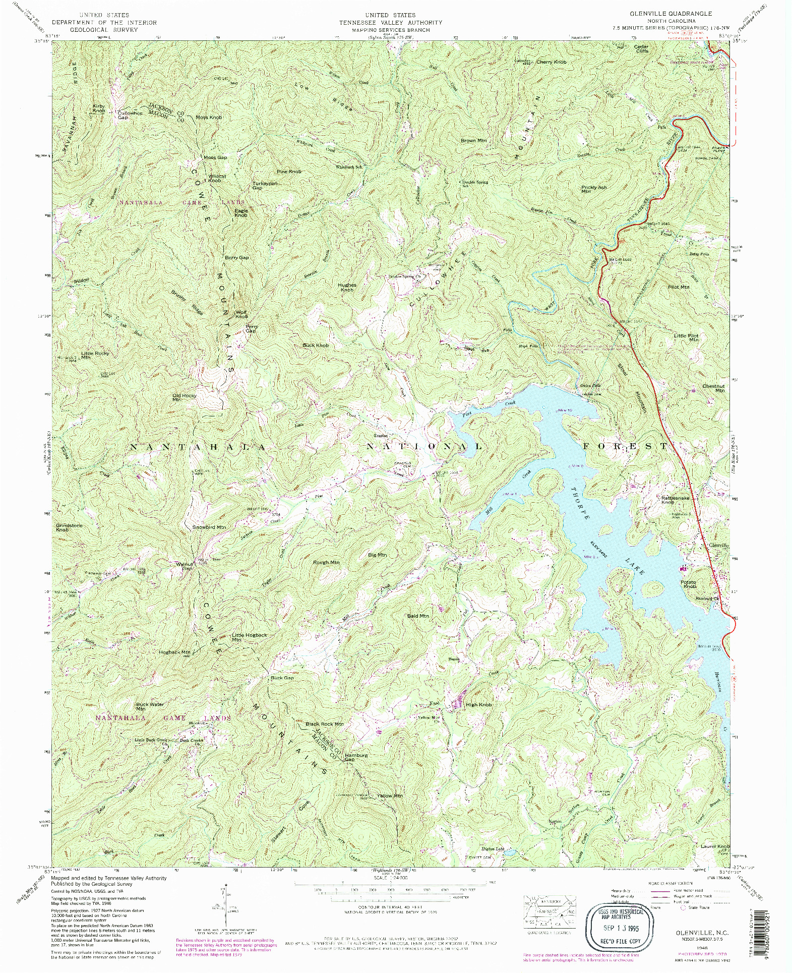 USGS 1:24000-SCALE QUADRANGLE FOR GLENVILLE, NC 1946