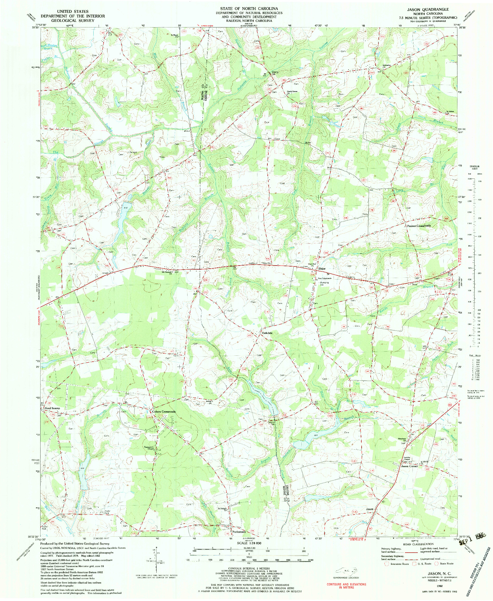 USGS 1:24000-SCALE QUADRANGLE FOR JASON, NC 1982