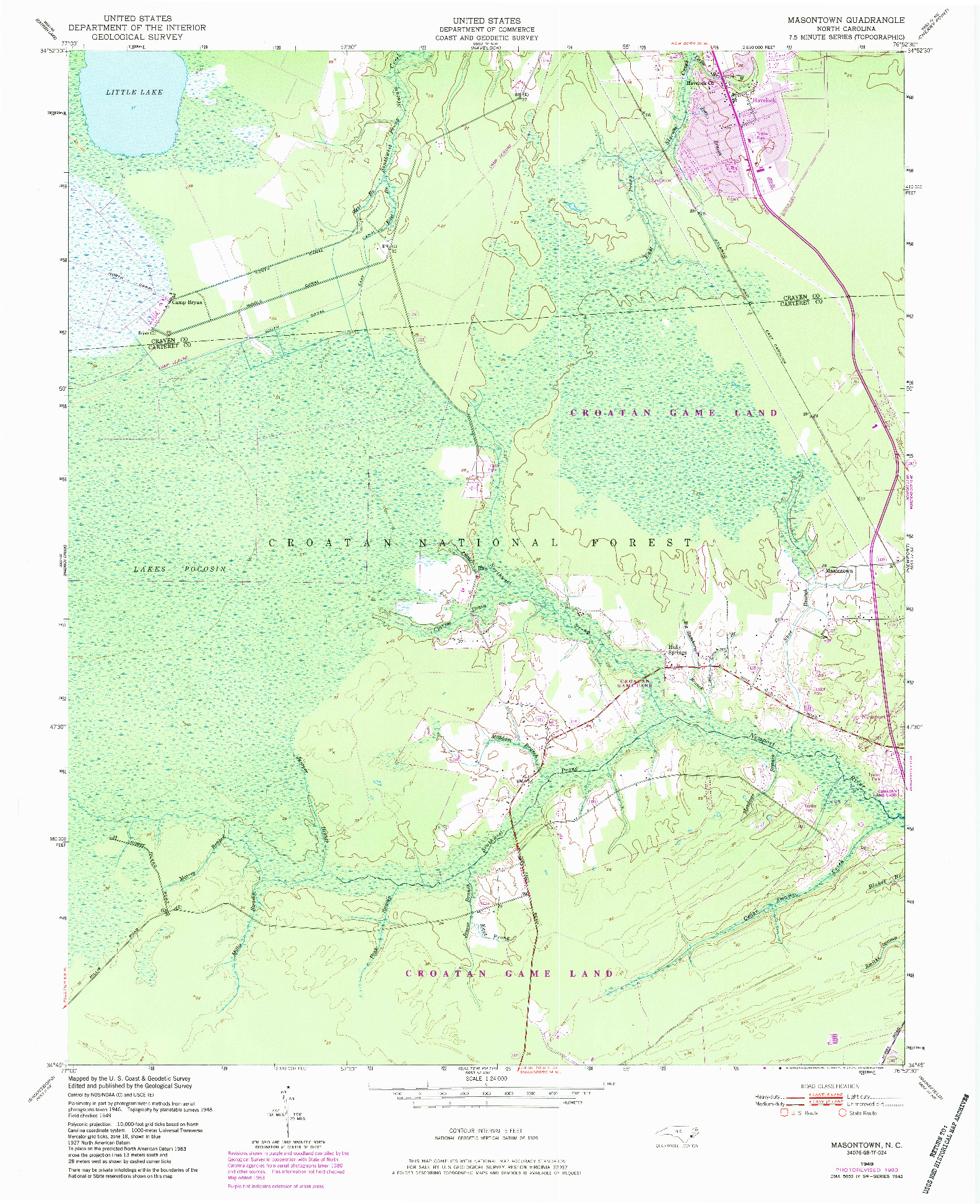 USGS 1:24000-SCALE QUADRANGLE FOR MASONTOWN, NC 1949