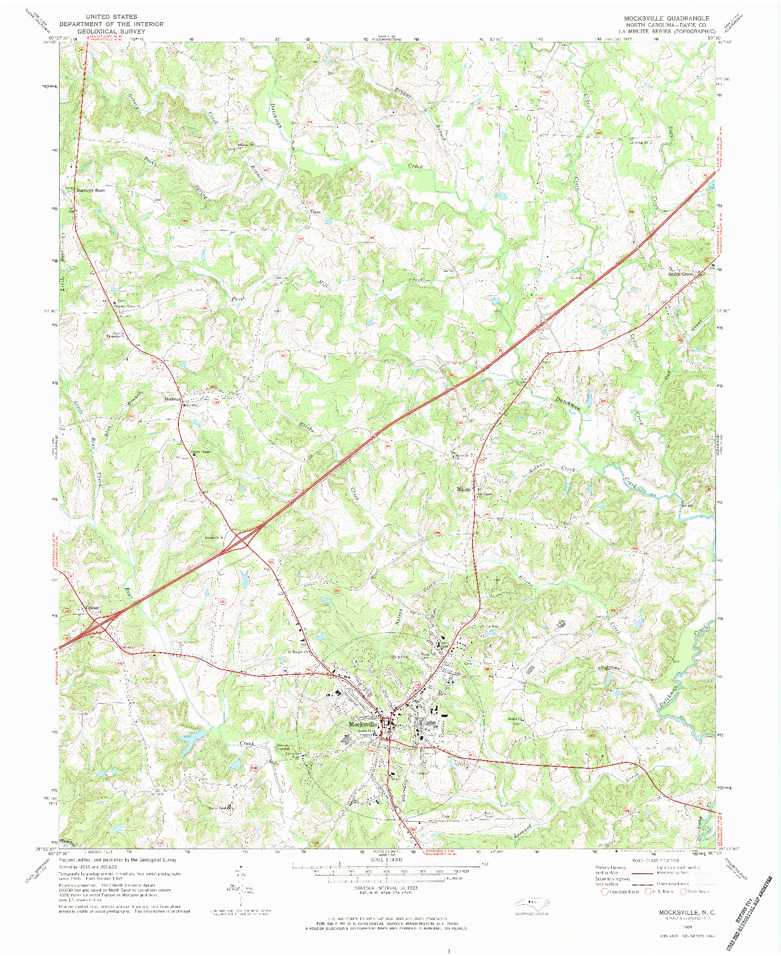 USGS 1:24000-SCALE QUADRANGLE FOR MOCKSVILLE, NC 1969