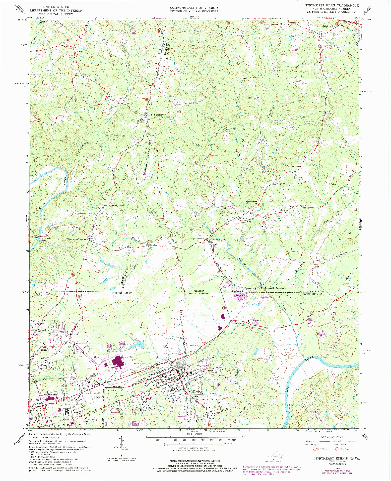 USGS 1:24000-SCALE QUADRANGLE FOR NORTHEAST EDEN, NC 1965