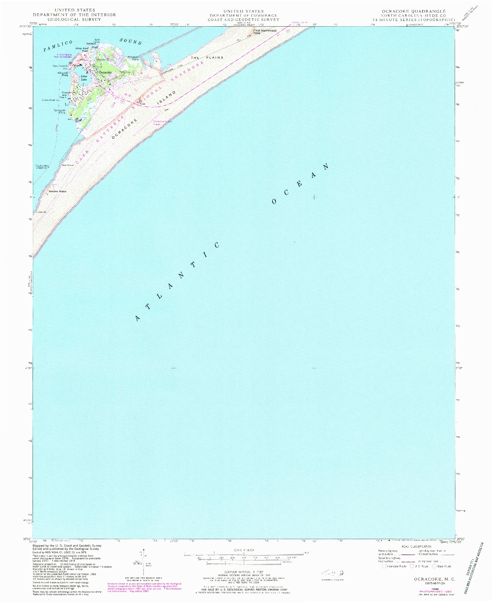 USGS 1:24000-SCALE QUADRANGLE FOR OCRACOKE, NC 1948
