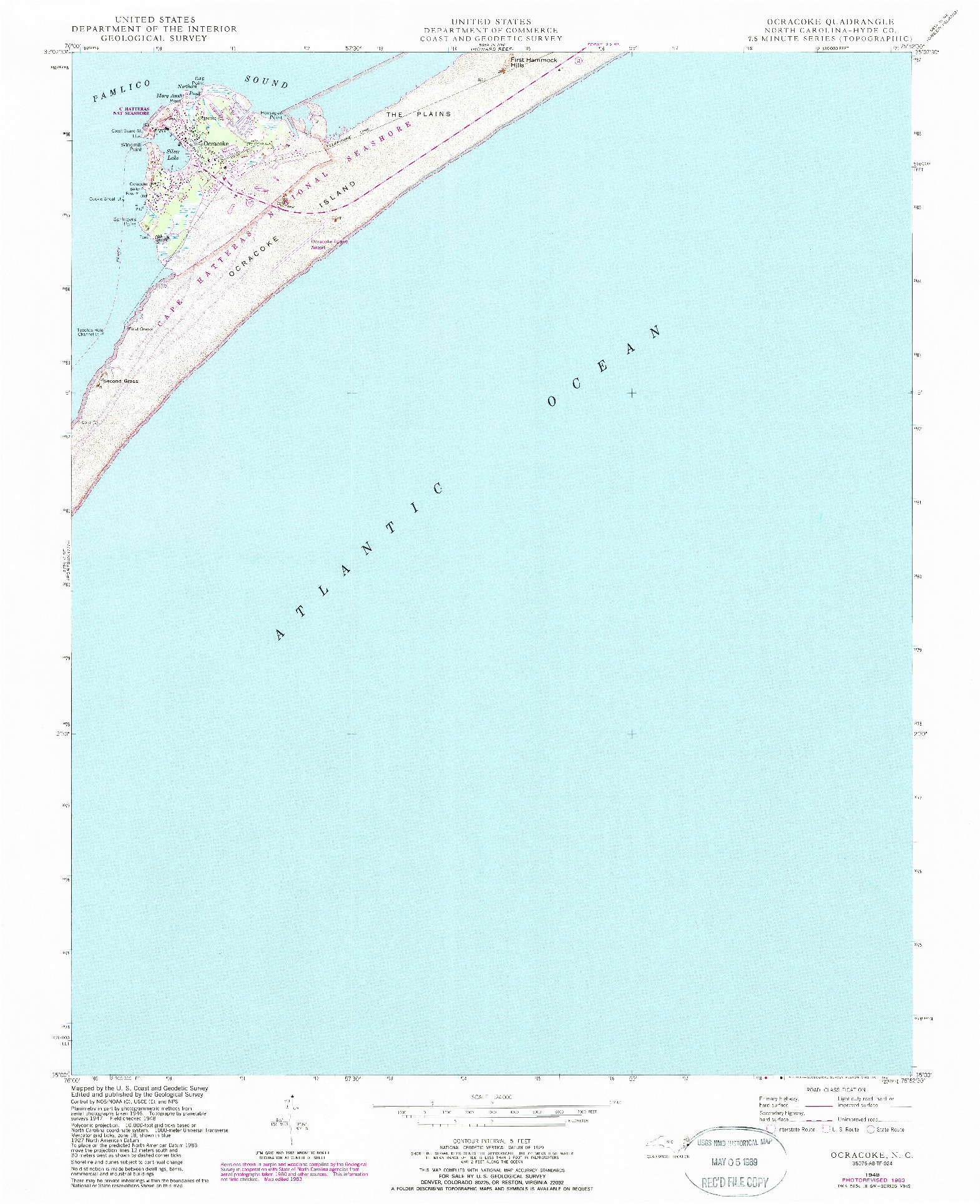 USGS 1:24000-SCALE QUADRANGLE FOR OCRACOKE, NC 1948