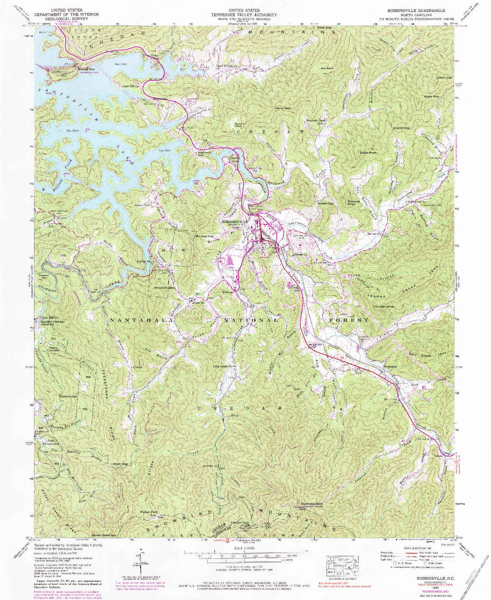 USGS 1:24000-SCALE QUADRANGLE FOR ROBBINSVILLE, NC 1940