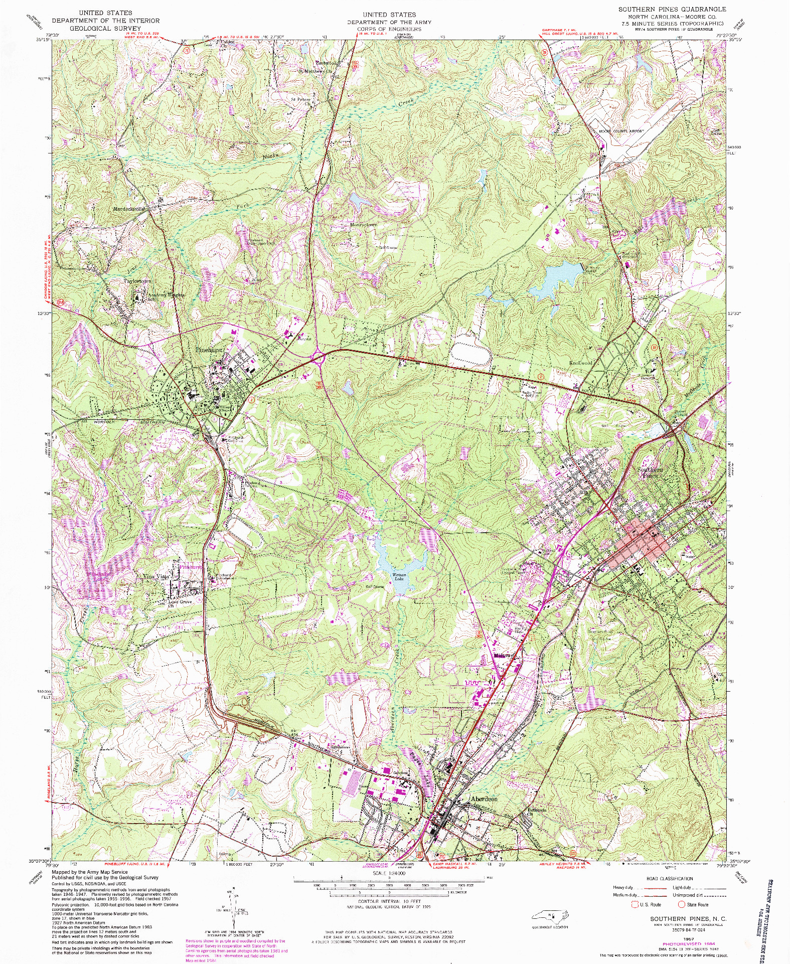 USGS 1:24000-SCALE QUADRANGLE FOR SOUTHERN PINES, NC 1957