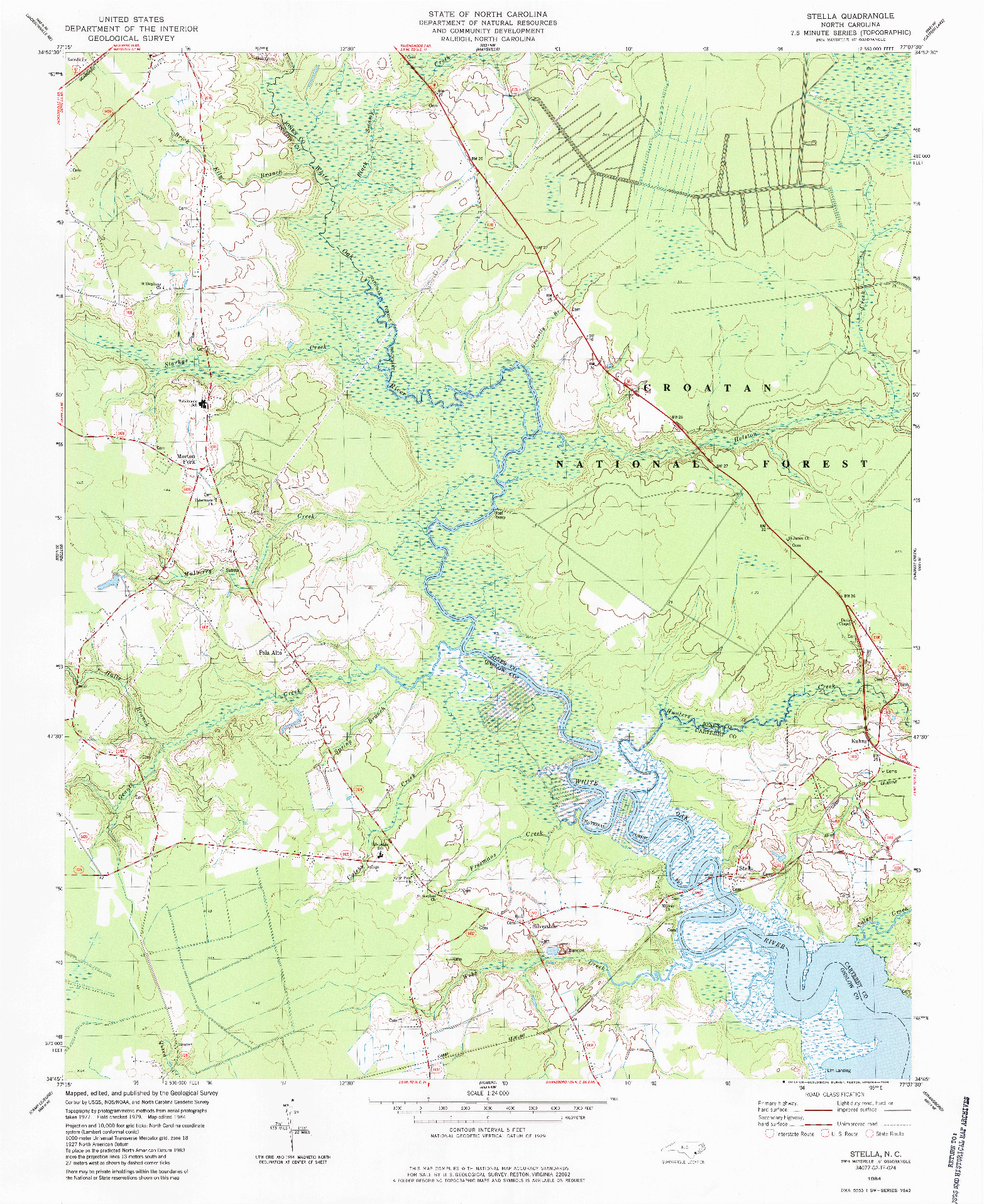 USGS 1:24000-SCALE QUADRANGLE FOR STELLA, NC 1984