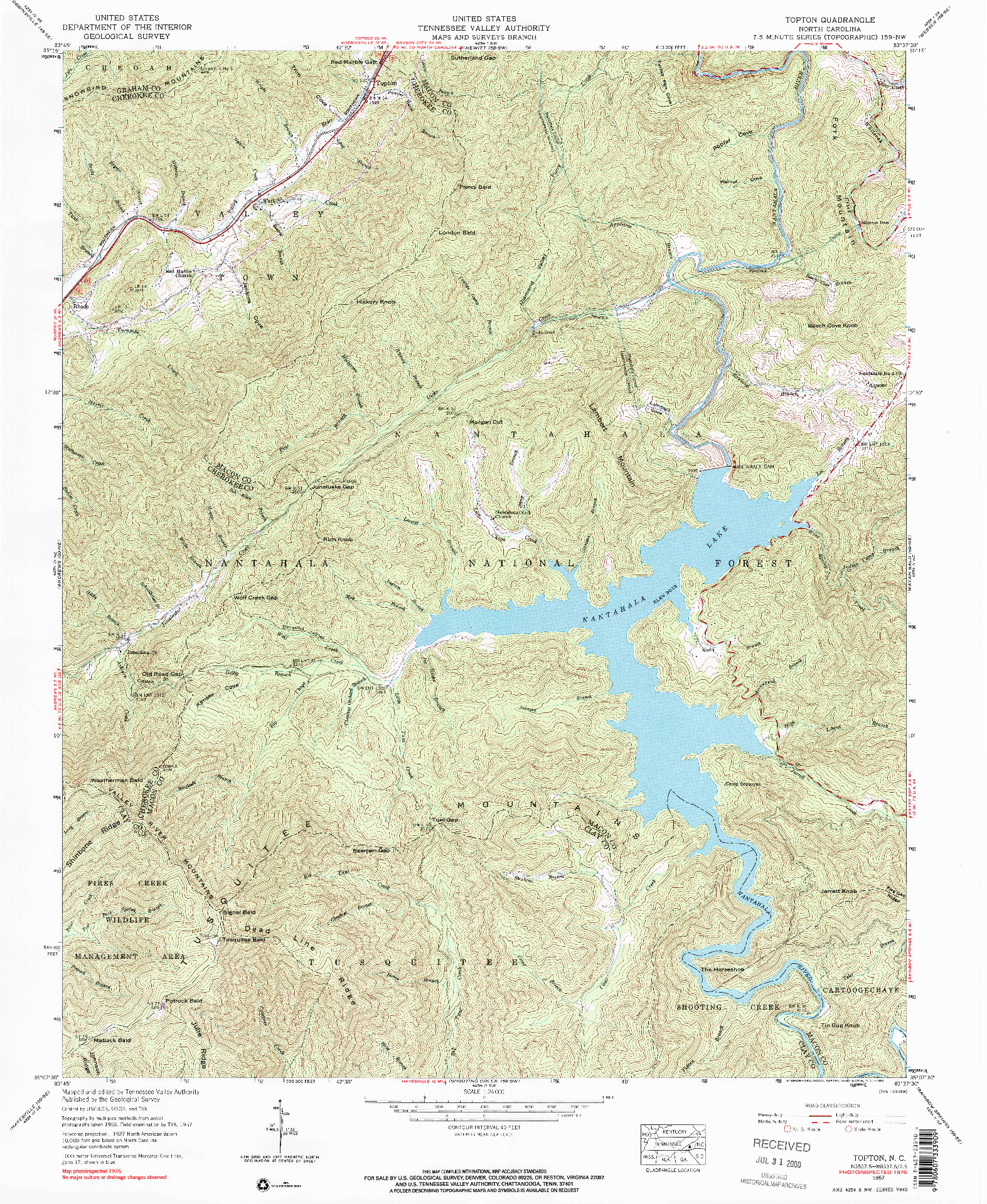USGS 1:24000-SCALE QUADRANGLE FOR TOPTON, NC 1957