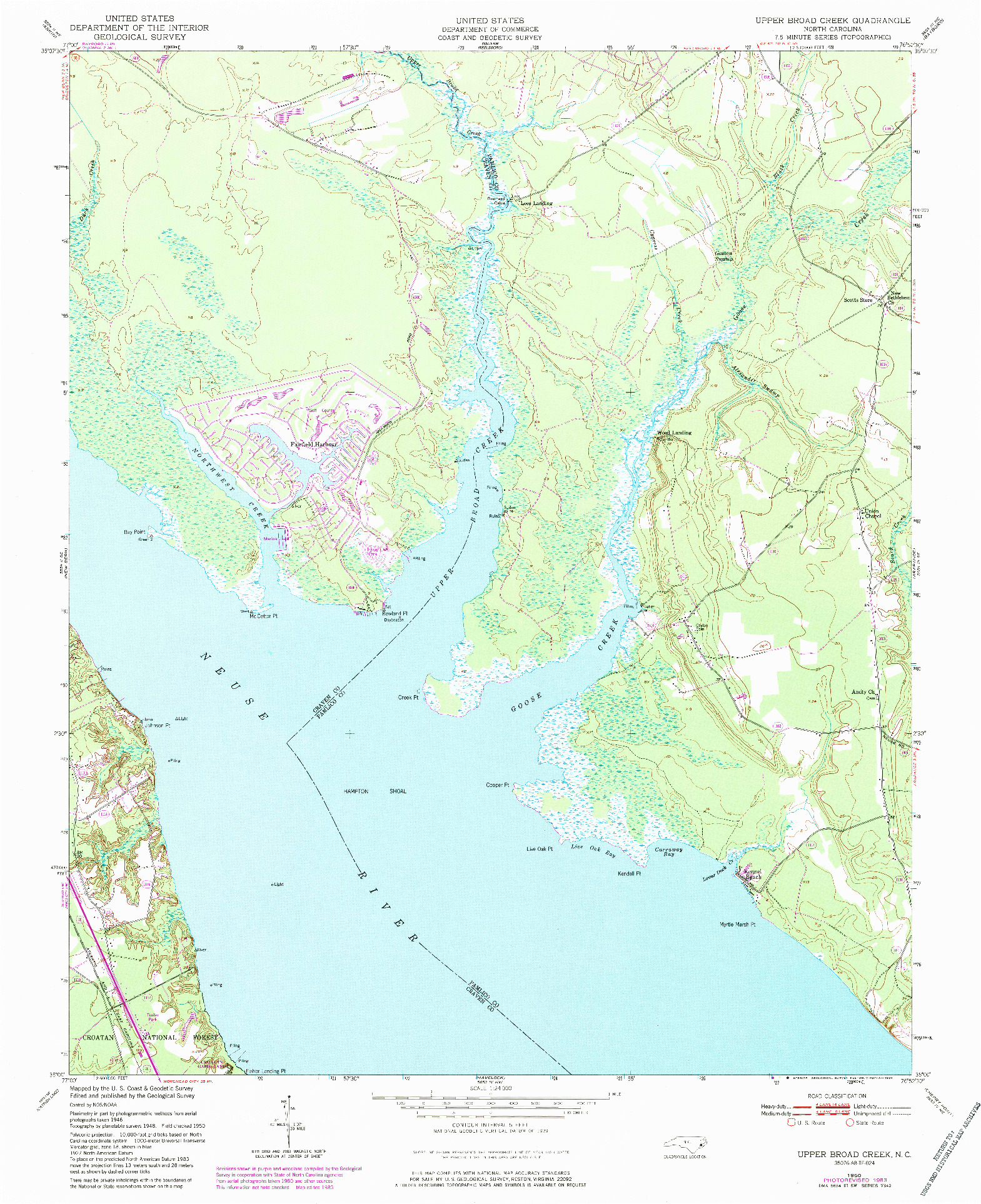 USGS 1:24000-SCALE QUADRANGLE FOR UPPER BROAD CREEK, NC 1950