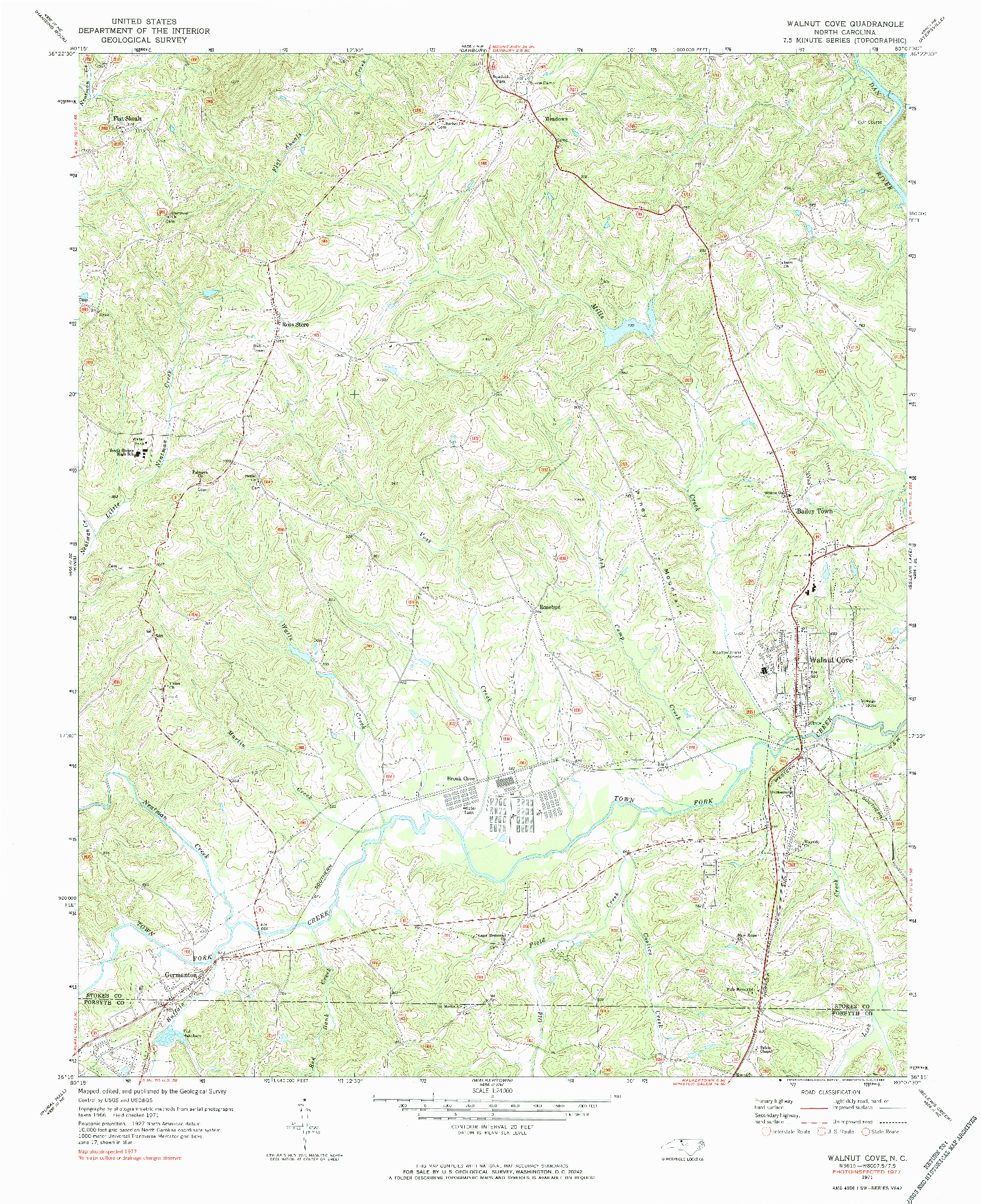 USGS 1:24000-SCALE QUADRANGLE FOR WALNUT COVE, NC 1971