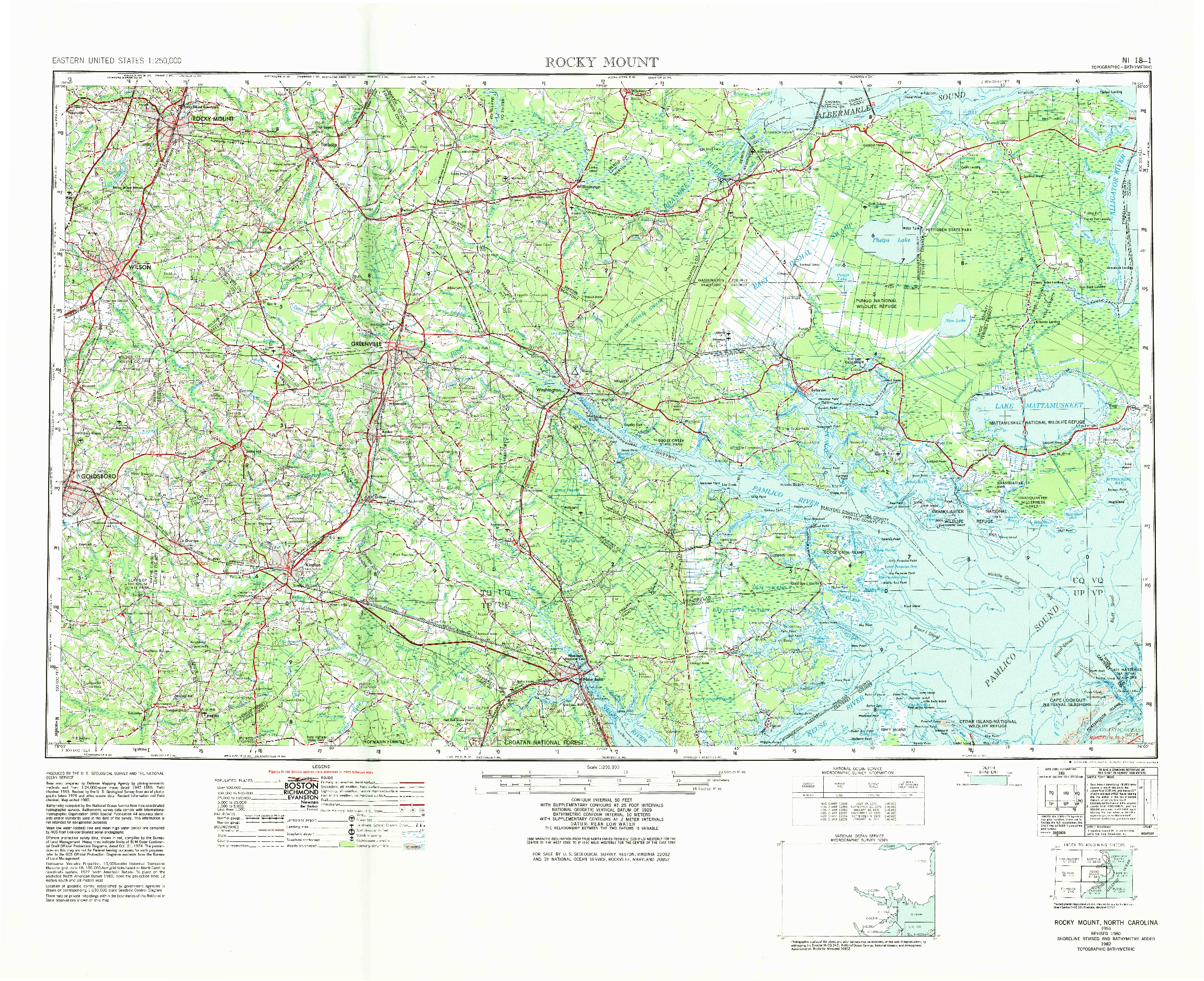 USGS 1:250000-SCALE QUADRANGLE FOR ROCKY MOUNT, NC 1953
