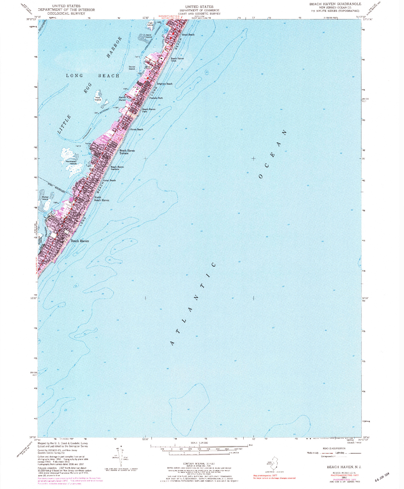 USGS 1:24000-SCALE QUADRANGLE FOR BEACH HAVEN, NJ 1951