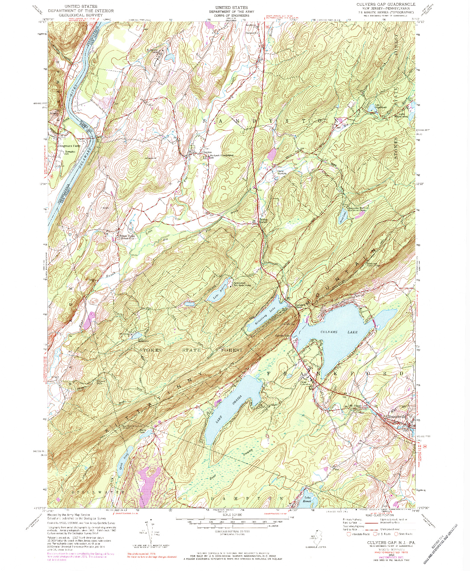 USGS 1:24000-SCALE QUADRANGLE FOR CULVERS GAP, NJ 1954