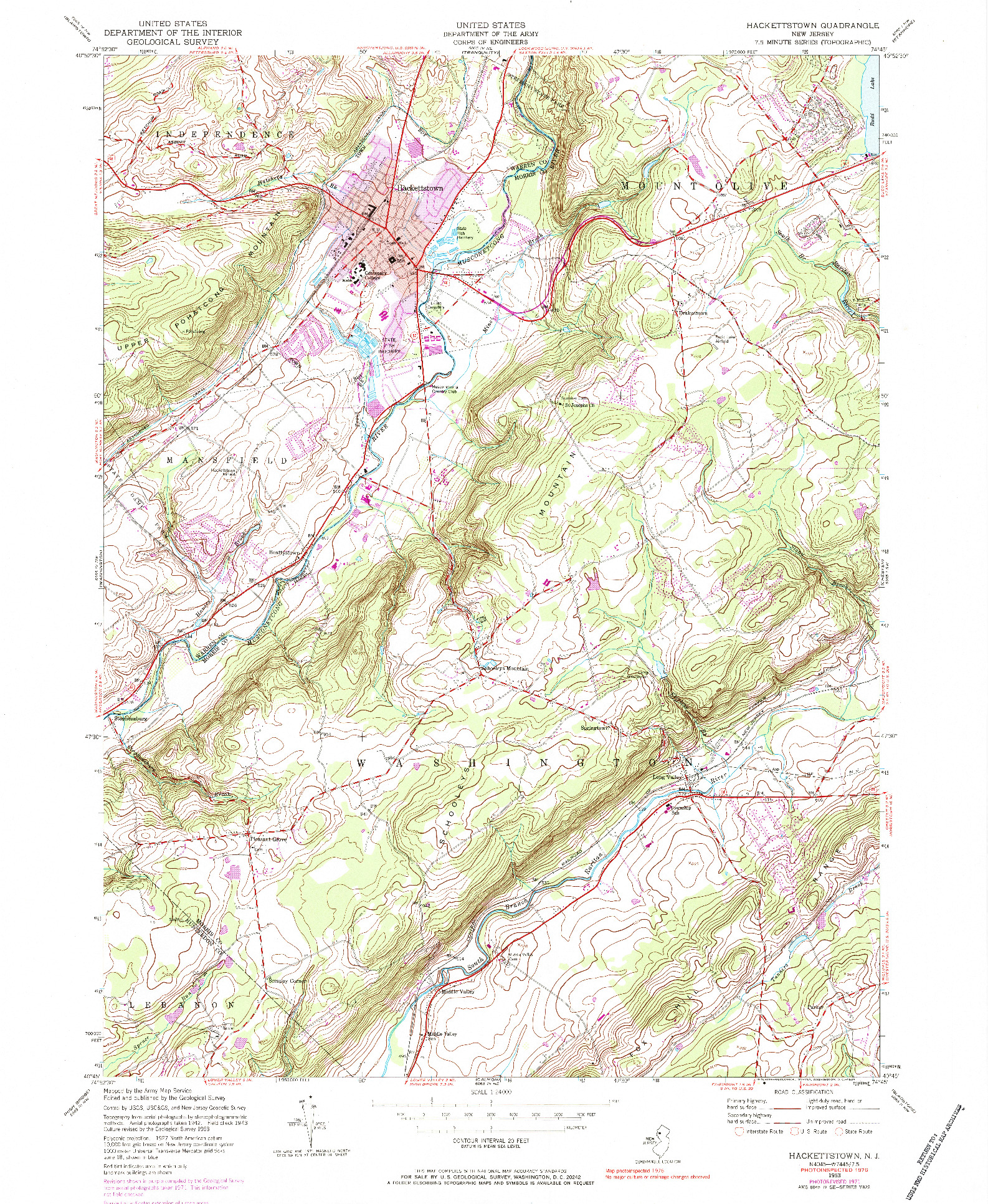 USGS 1:24000-SCALE QUADRANGLE FOR HACKETTSTOWN, NJ 1953