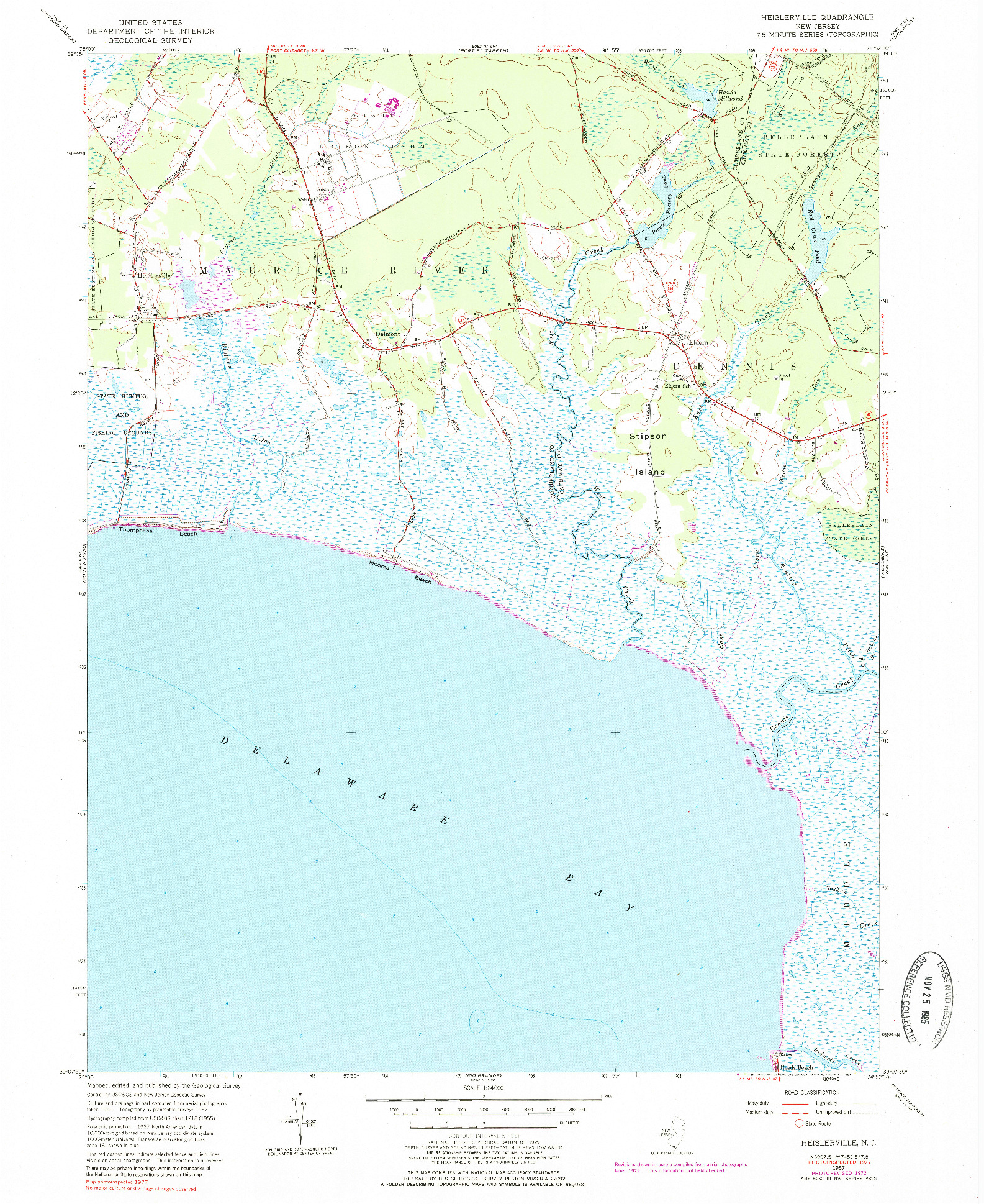 USGS 1:24000-SCALE QUADRANGLE FOR HEISLERVILLE, NJ 1957