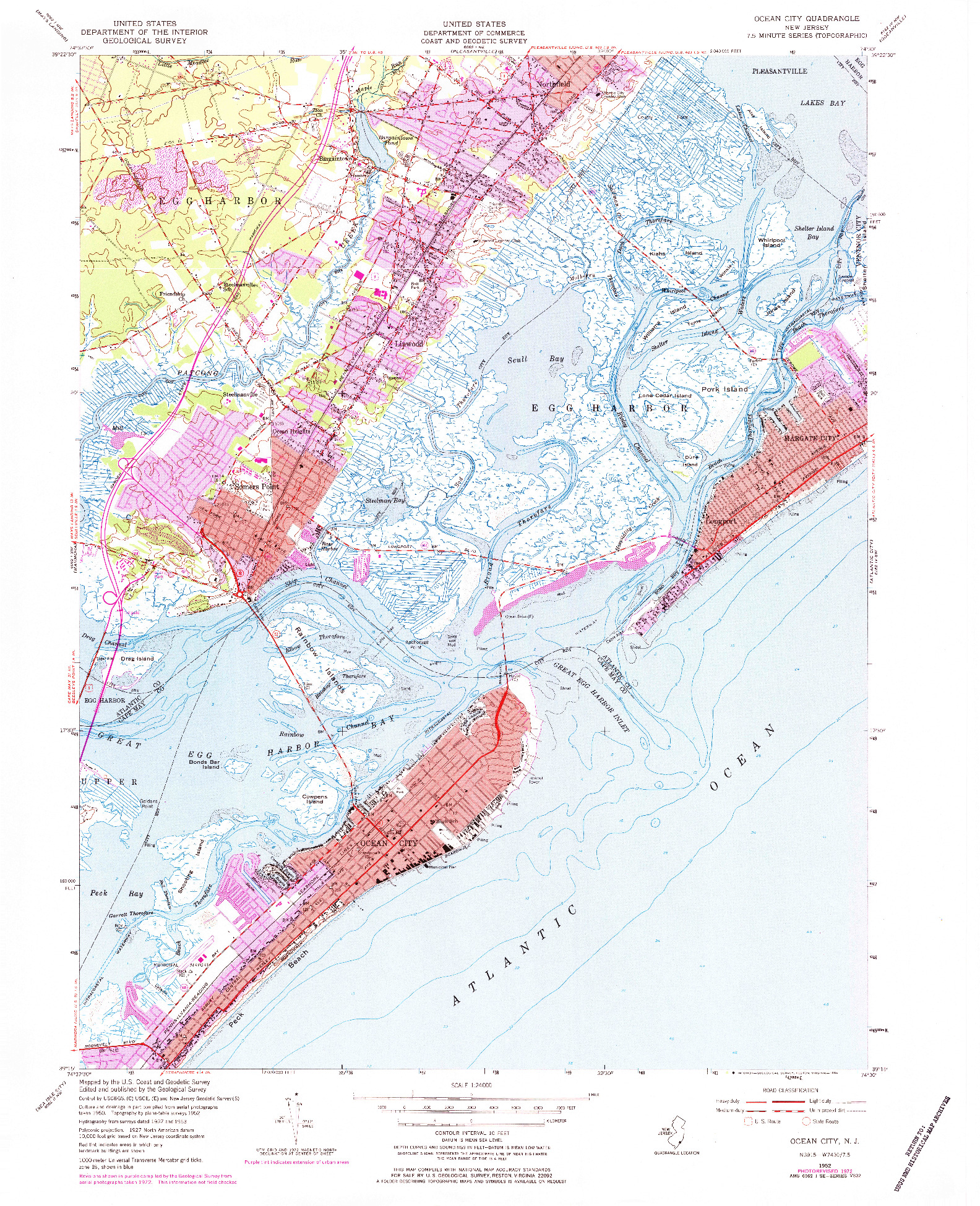 USGS 1:24000-SCALE QUADRANGLE FOR OCEAN CITY, NJ 1952