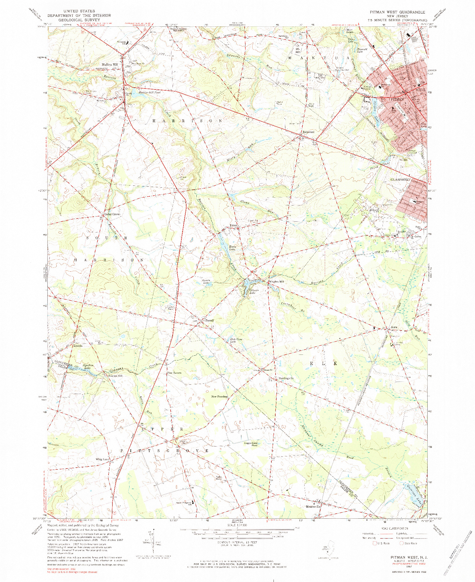 USGS 1:24000-SCALE QUADRANGLE FOR PITMAN WEST, NJ 1967