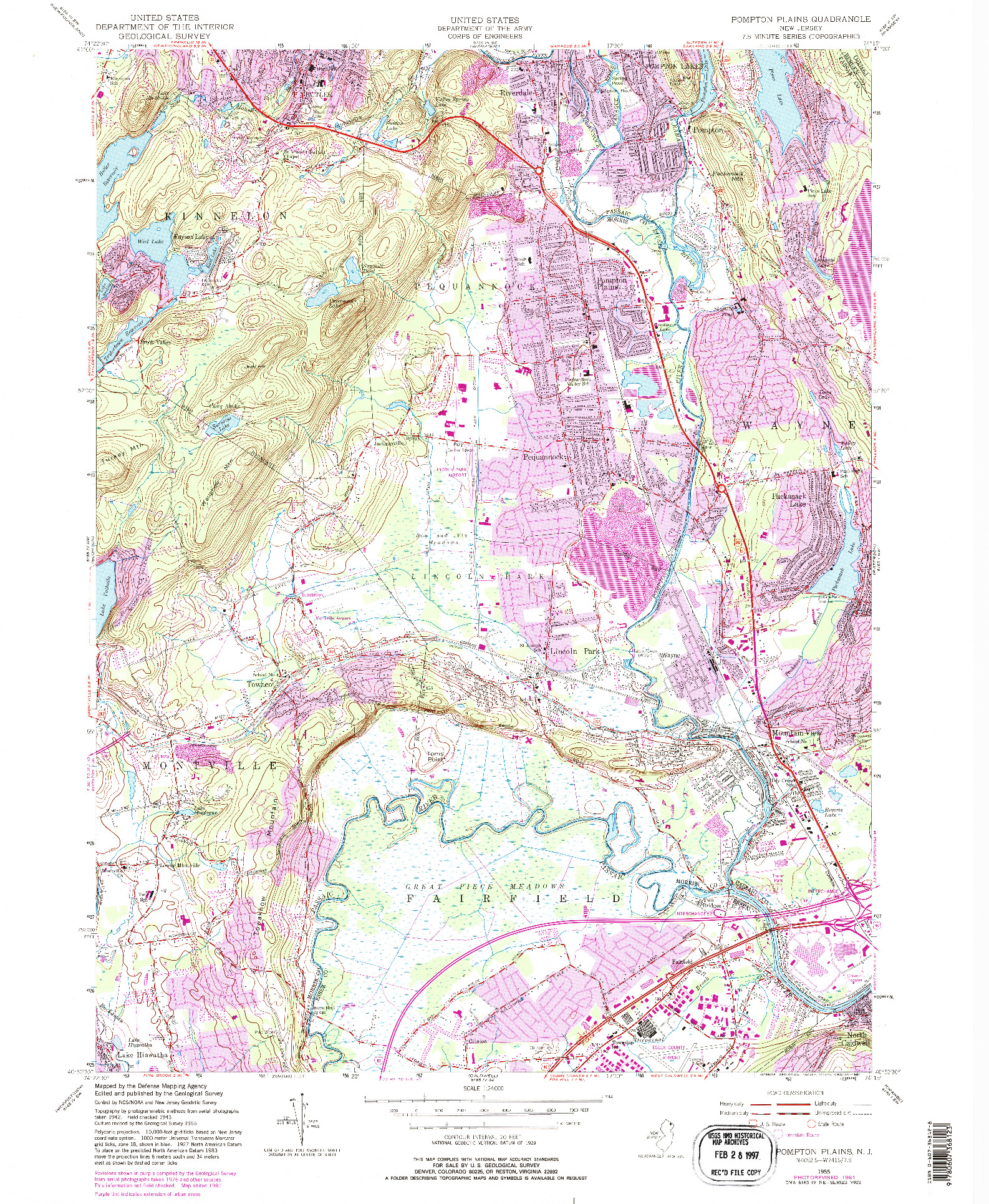 USGS 1:24000-SCALE QUADRANGLE FOR POMPTON PLAINS, NJ 1955