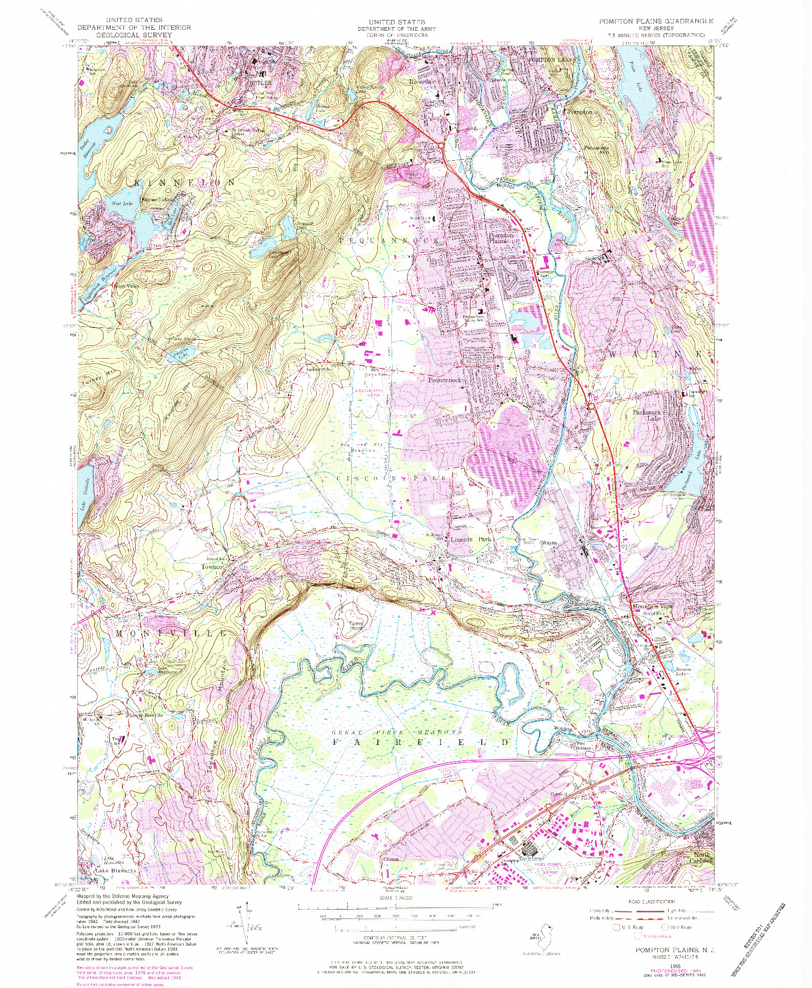 USGS 1:24000-SCALE QUADRANGLE FOR POMPTON PLAINS, NJ 1955