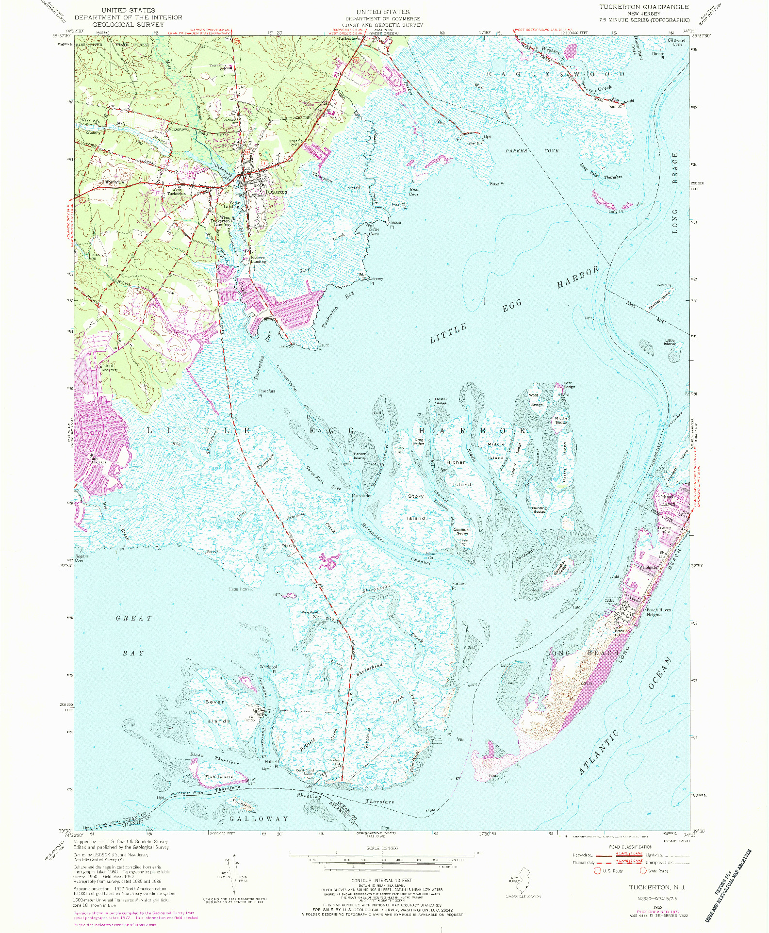 USGS 1:24000-SCALE QUADRANGLE FOR TUCKERTON, NJ 1952