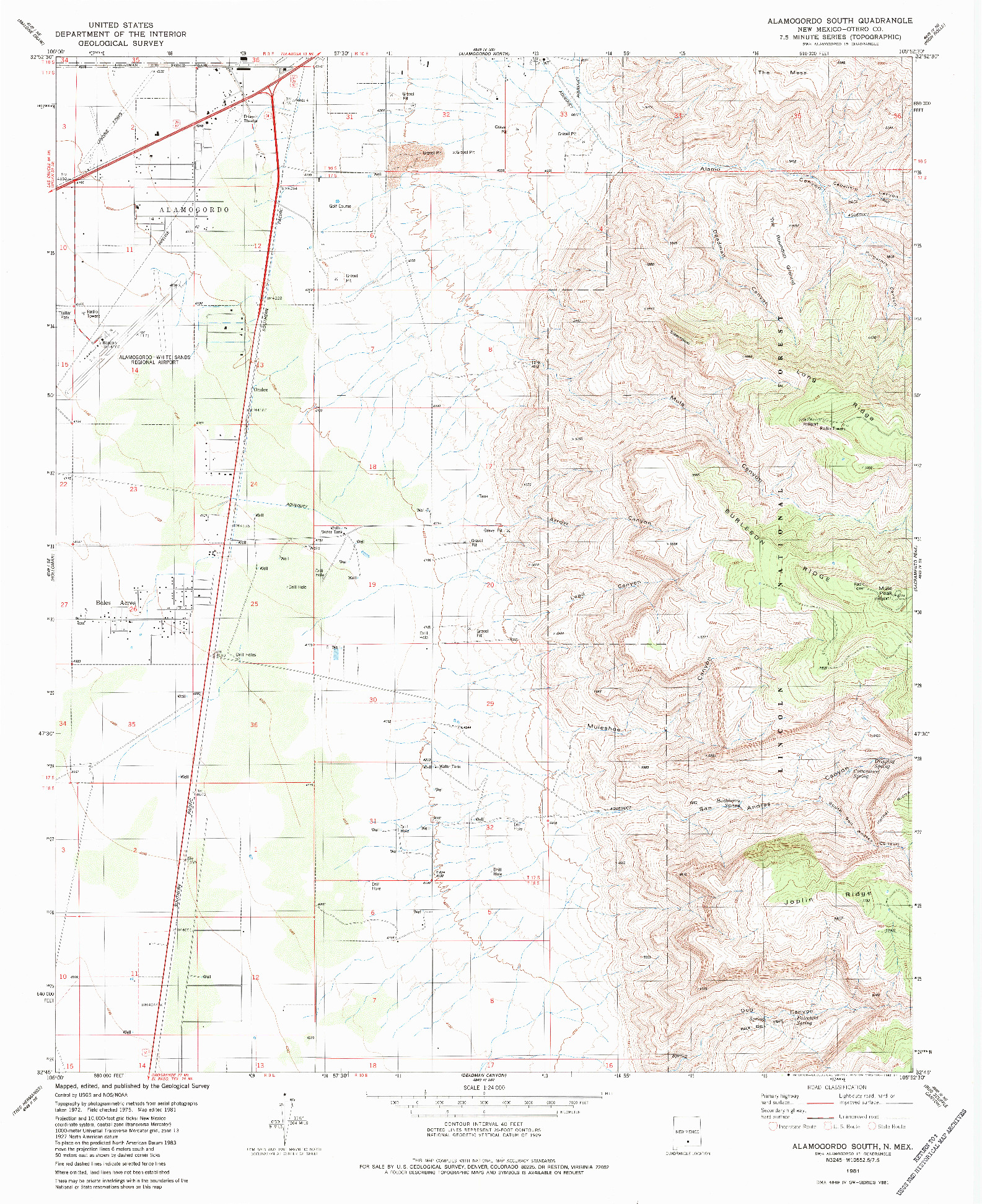 USGS 1:24000-SCALE QUADRANGLE FOR ALAMOGORDO SOUTH, NM 1981