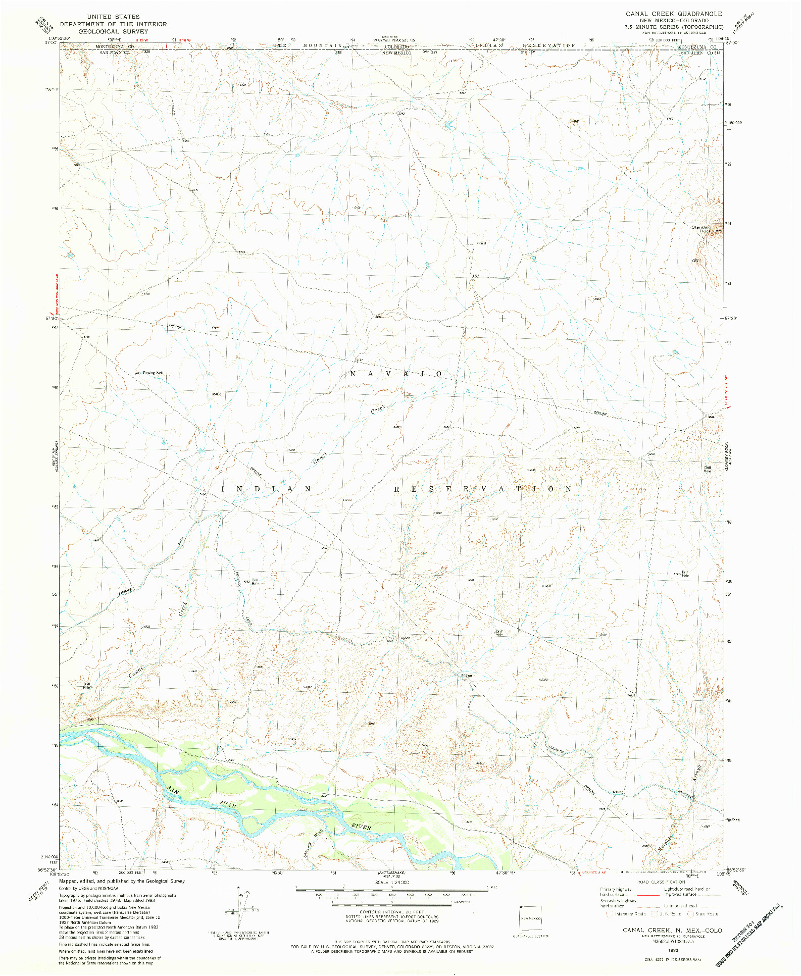 USGS 1:24000-SCALE QUADRANGLE FOR CANAL CREEK, NM 1983